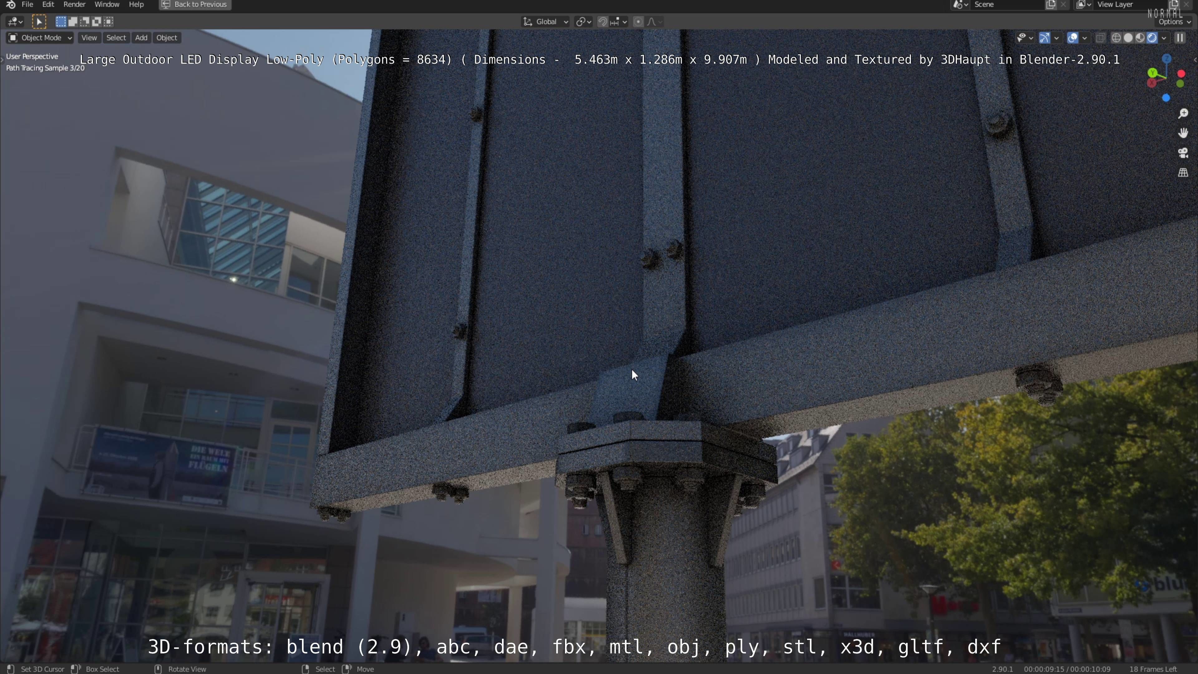 Large LED Display With Concrete Foundation for Outdoor Low-poly 3D model_31