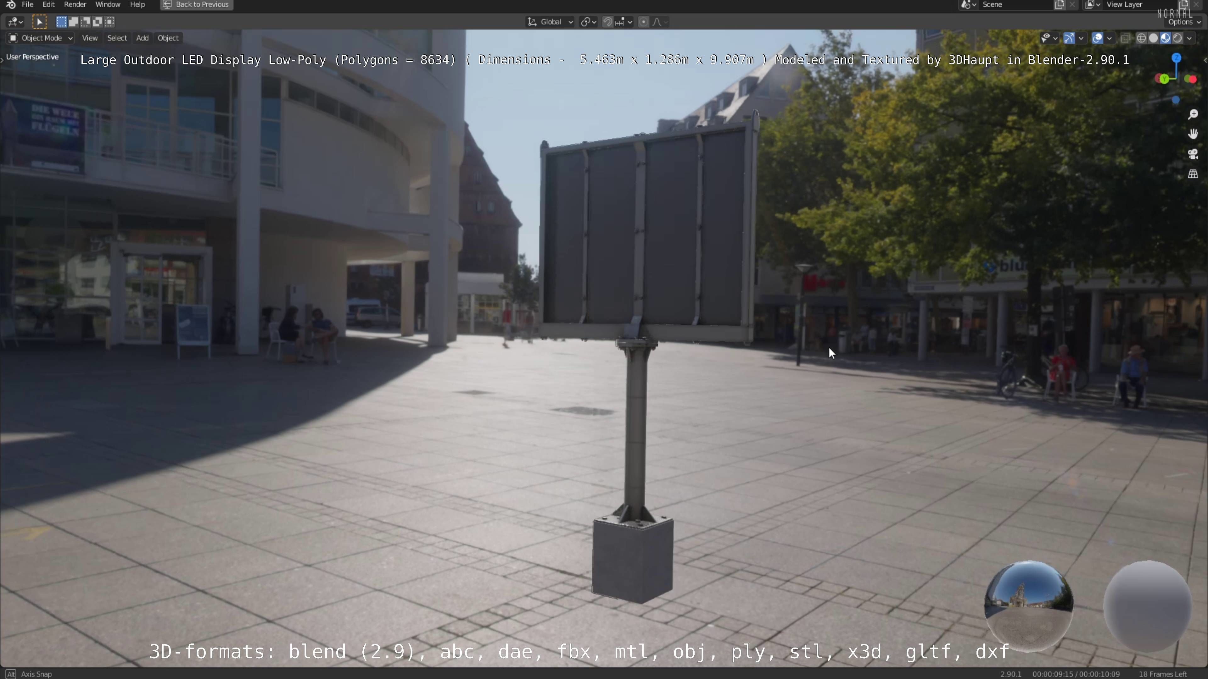 Large LED Display With Concrete Foundation for Outdoor Low-poly 3D model_29