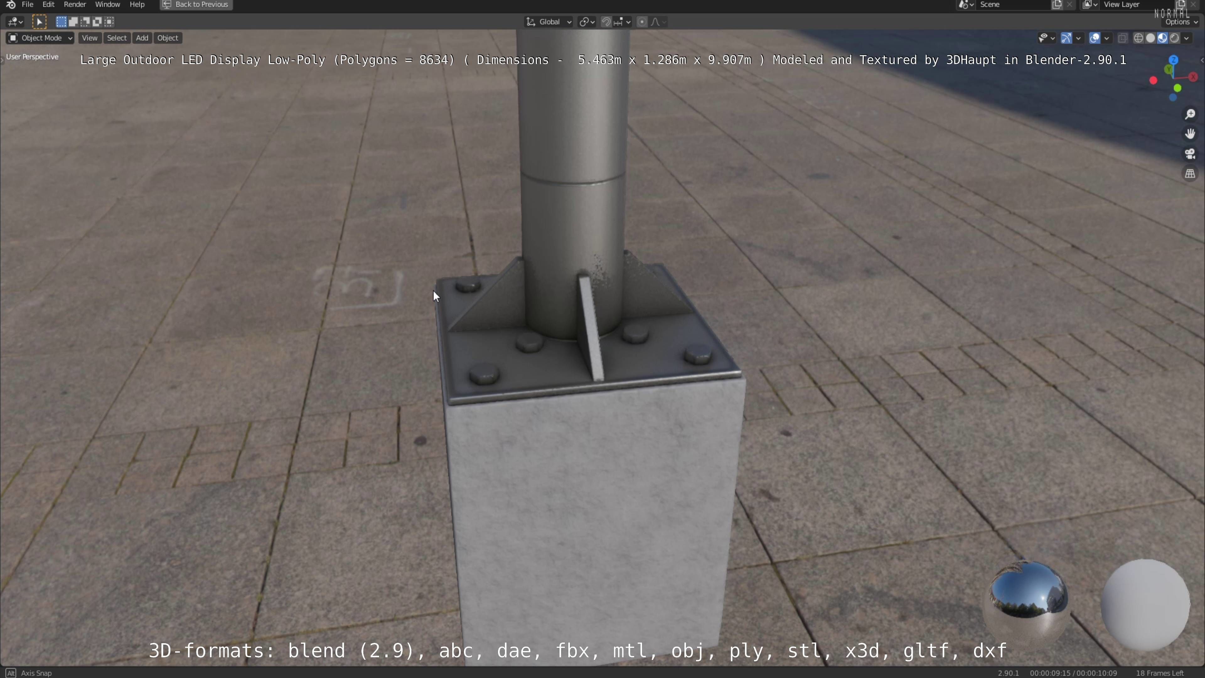 Large LED Display With Concrete Foundation for Outdoor Low-poly 3D model_27