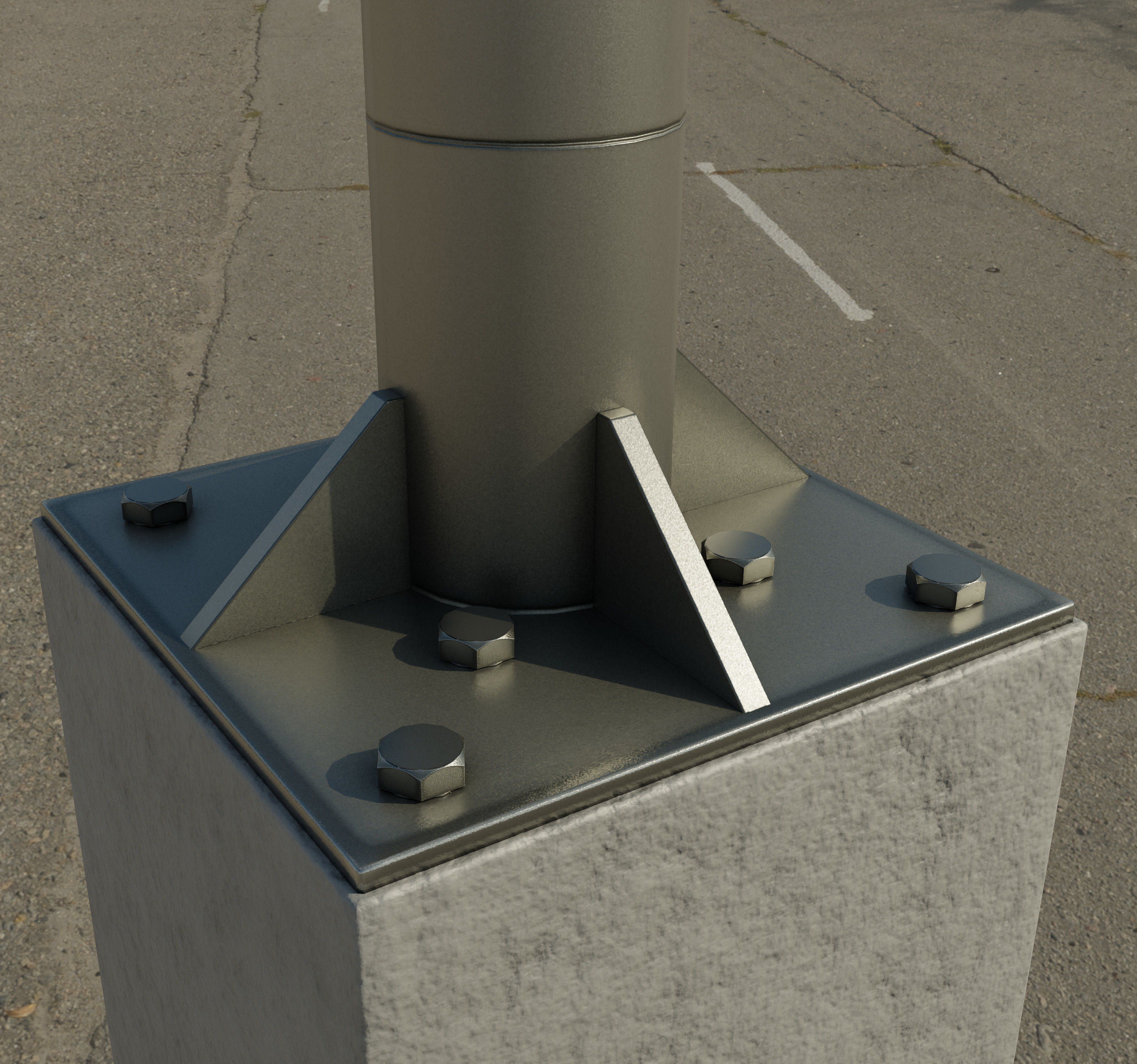 Large LED Display With Concrete Foundation for Outdoor Low-poly 3D model_2