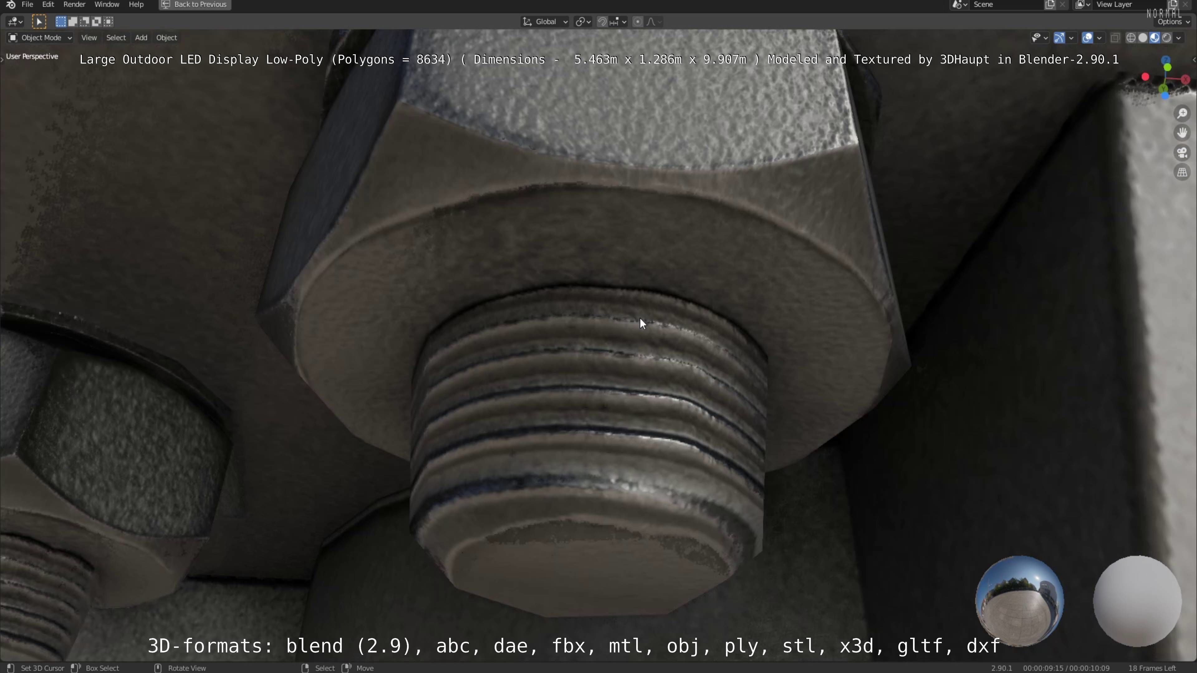 Large LED Display With Concrete Foundation for Outdoor Low-poly 3D model_70