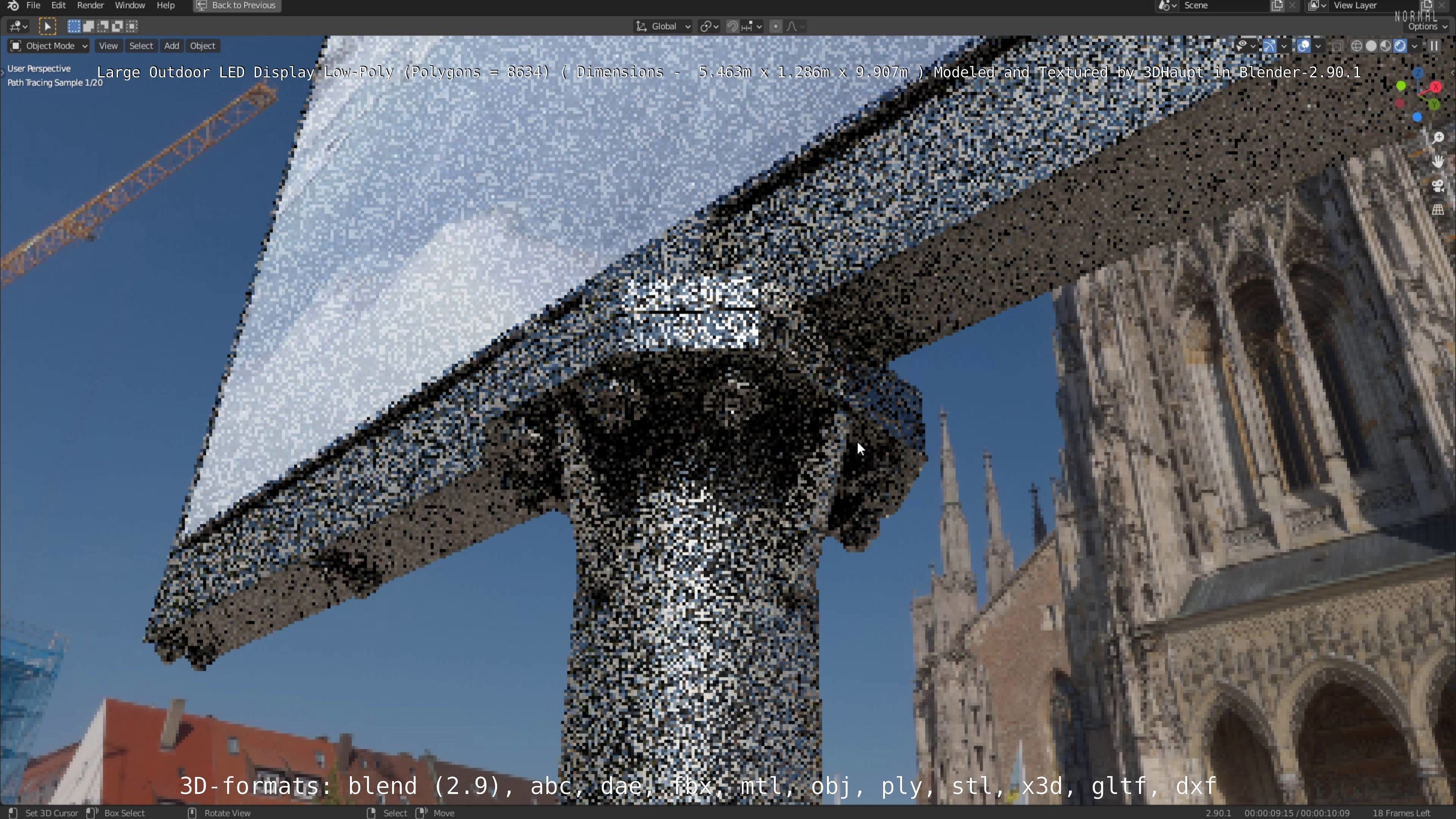 Large LED Display With Concrete Foundation for Outdoor Low-poly 3D model_43