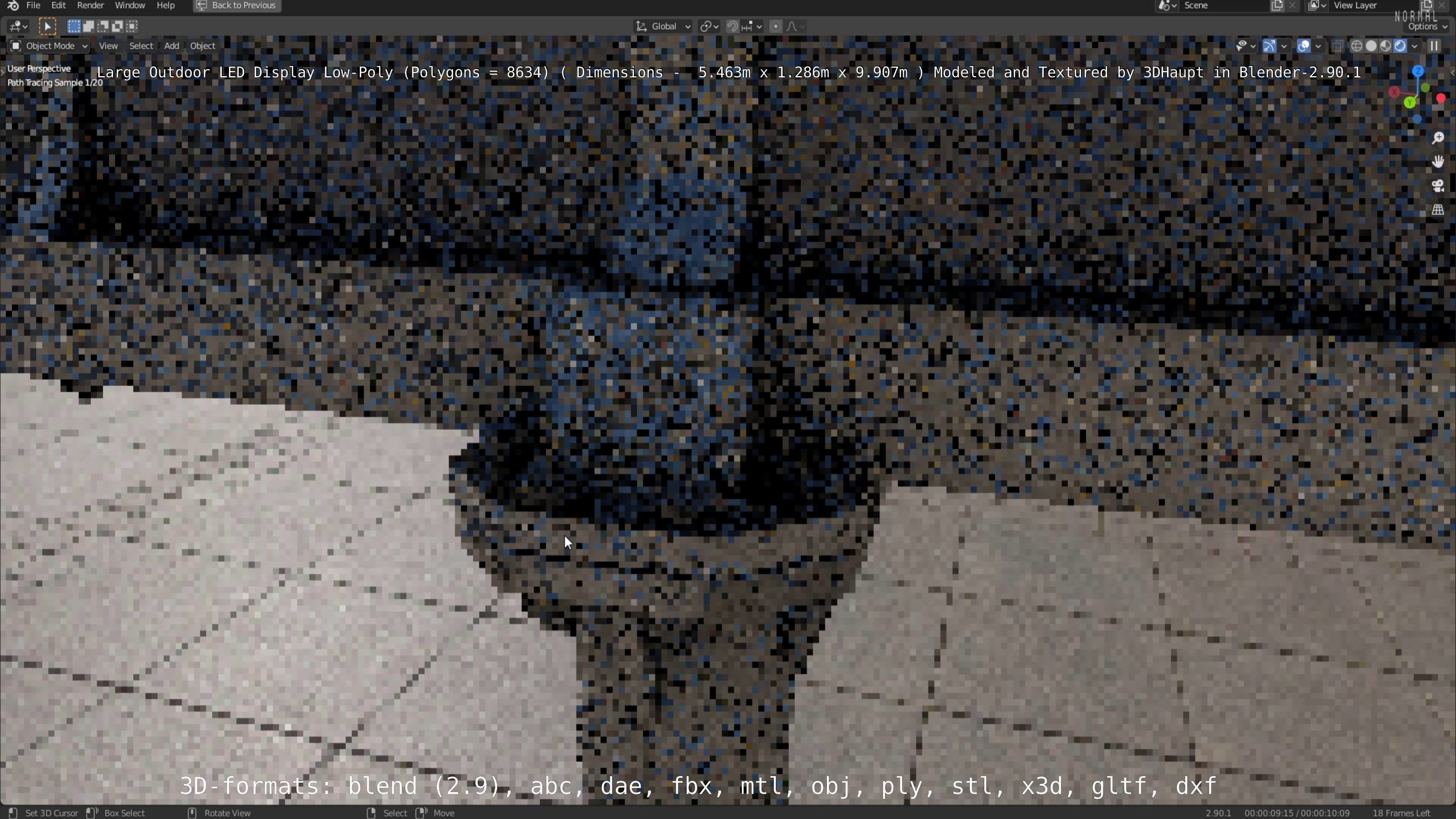 Large LED Display With Concrete Foundation for Outdoor Low-poly 3D model_139