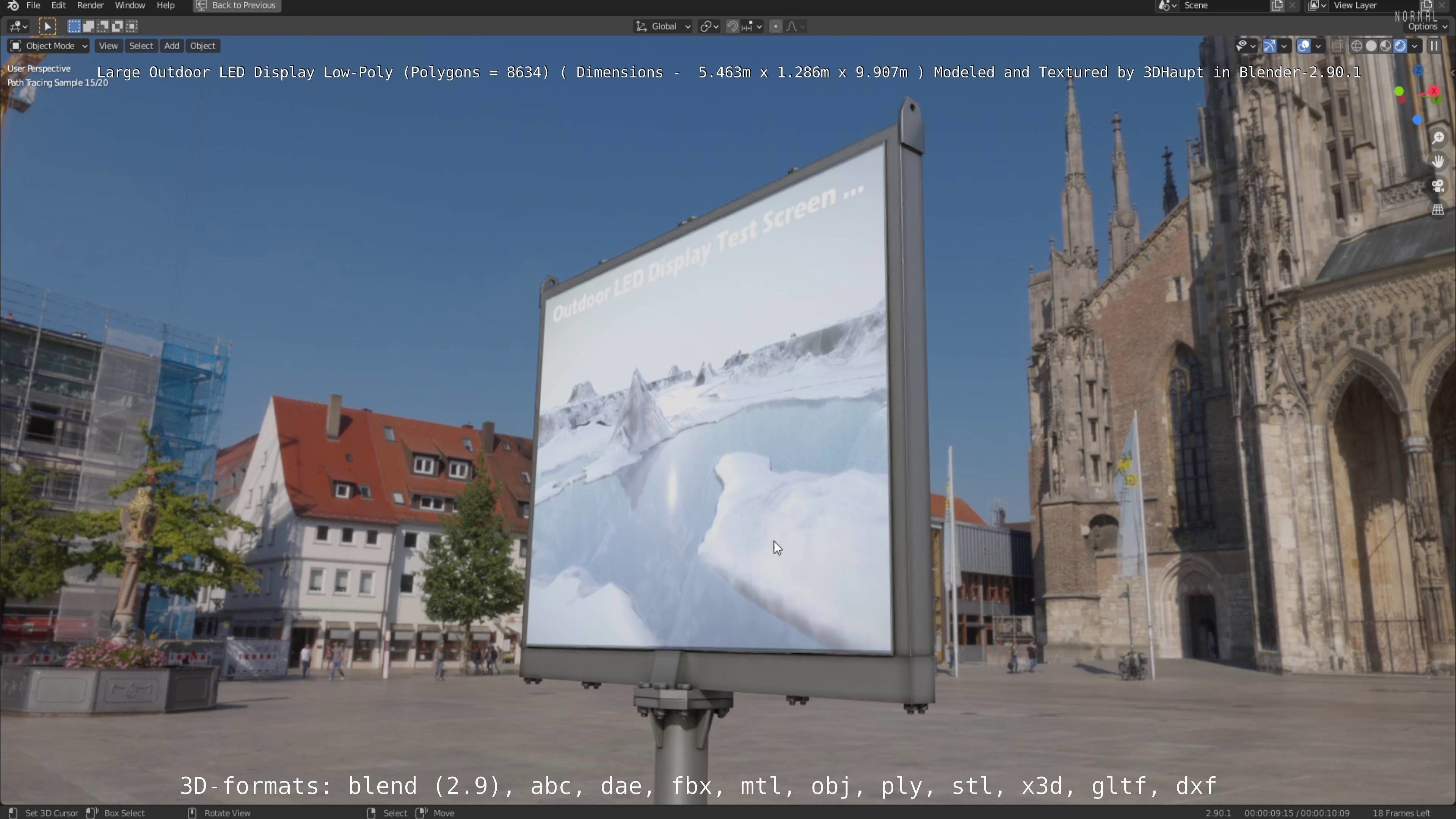 Large LED Display With Concrete Foundation for Outdoor Low-poly 3D model_121