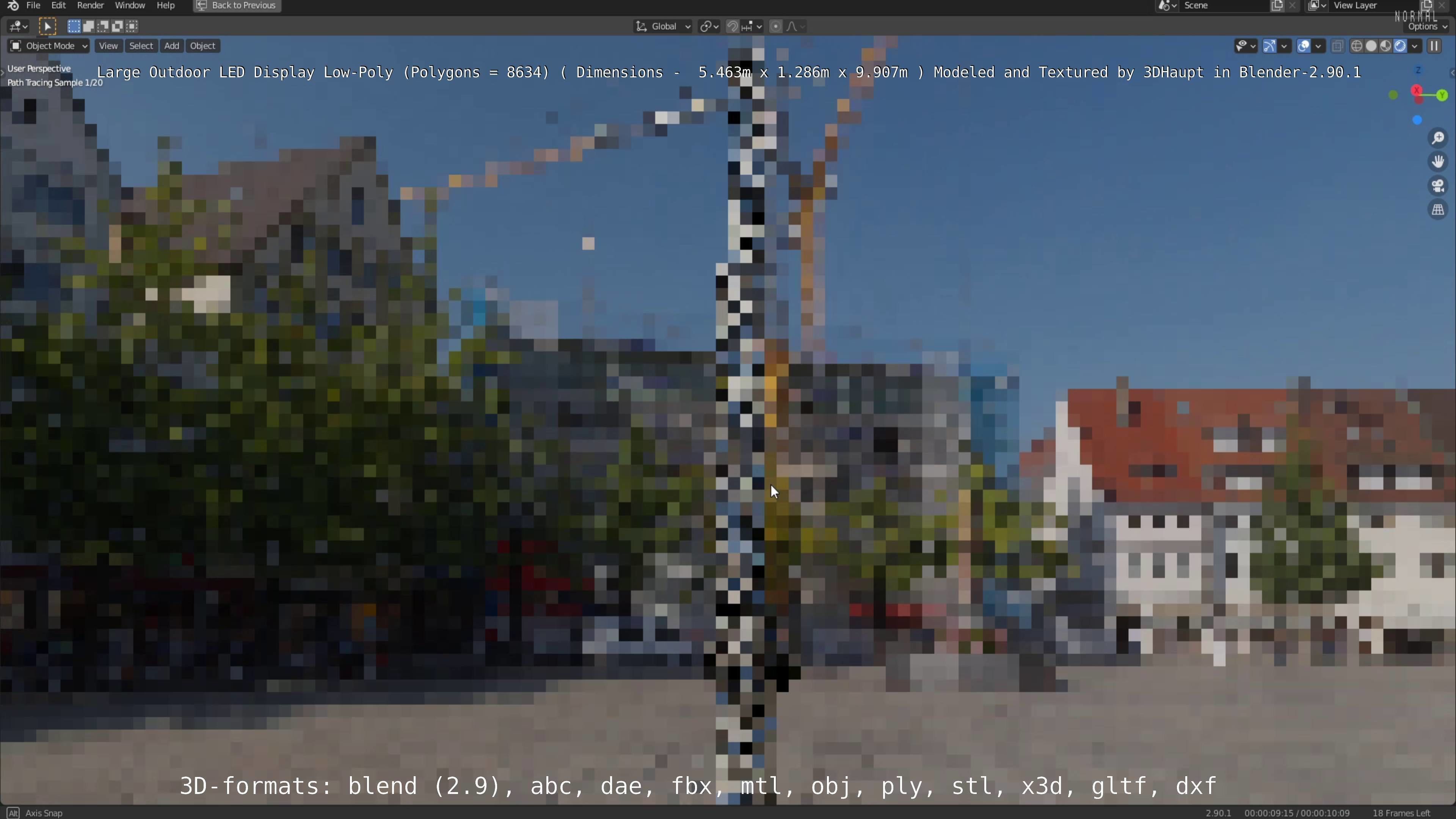 Large LED Display With Concrete Foundation for Outdoor Low-poly 3D model_119