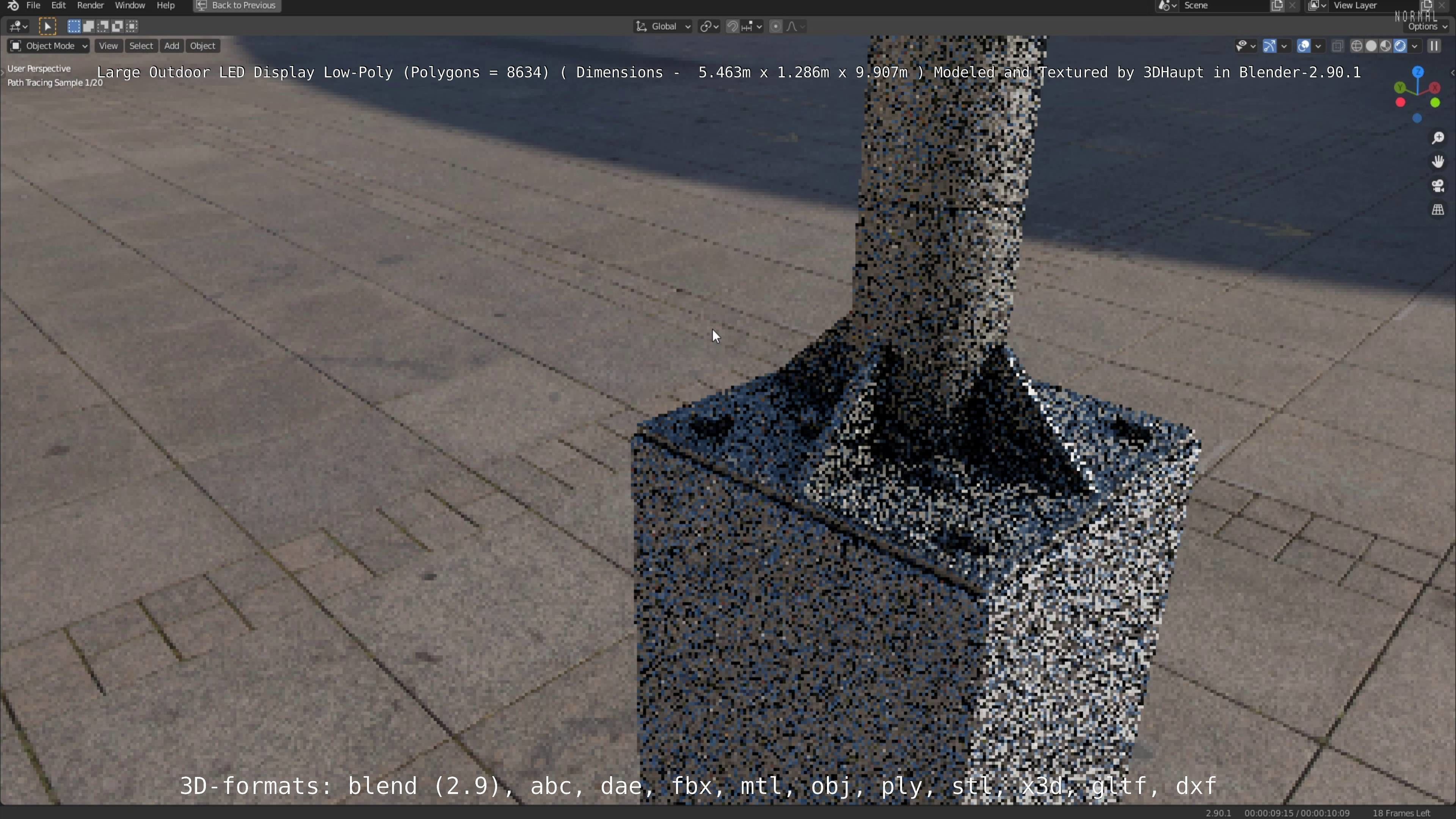 Large LED Display With Concrete Foundation for Outdoor Low-poly 3D model_103