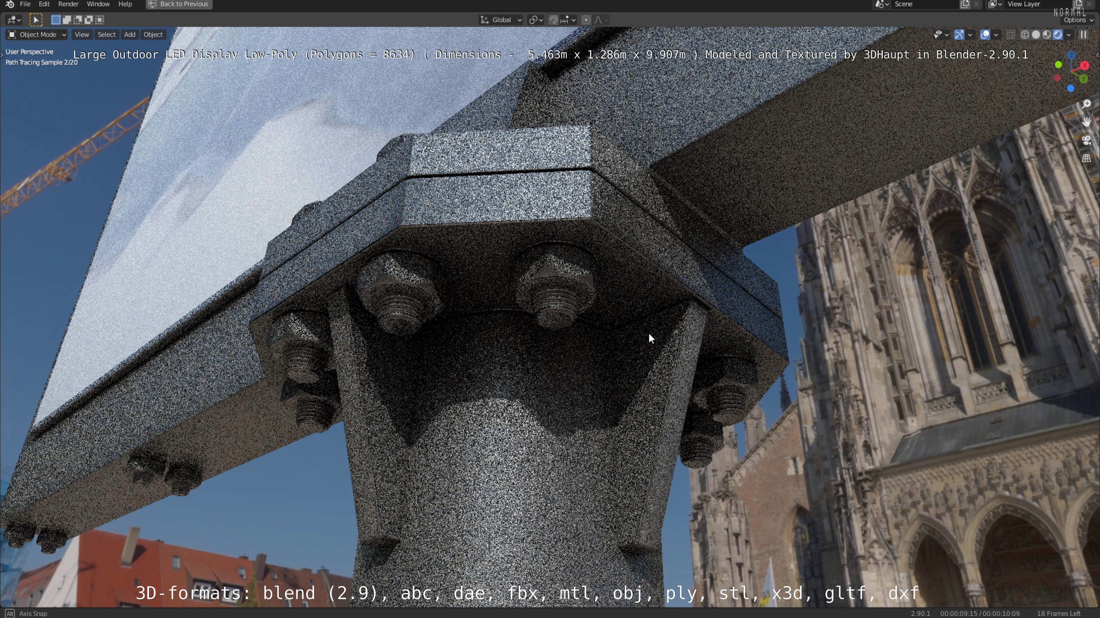 Large LED Display With Concrete Foundation for Outdoor Low-poly 3D model_13