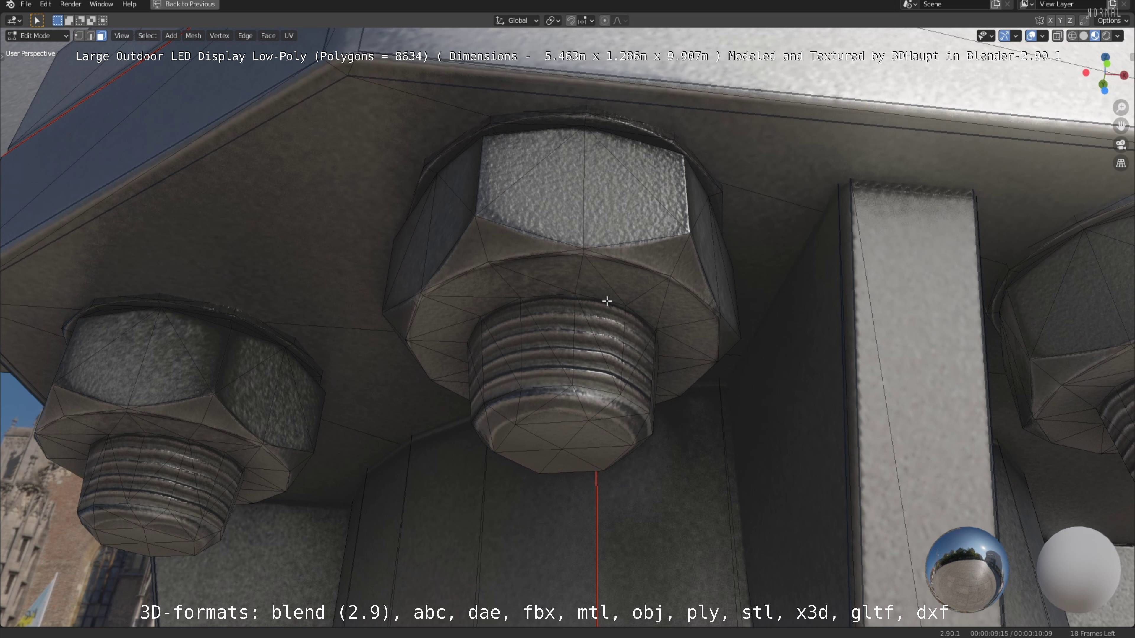 Large LED Display With Concrete Foundation for Outdoor Low-poly 3D model_46