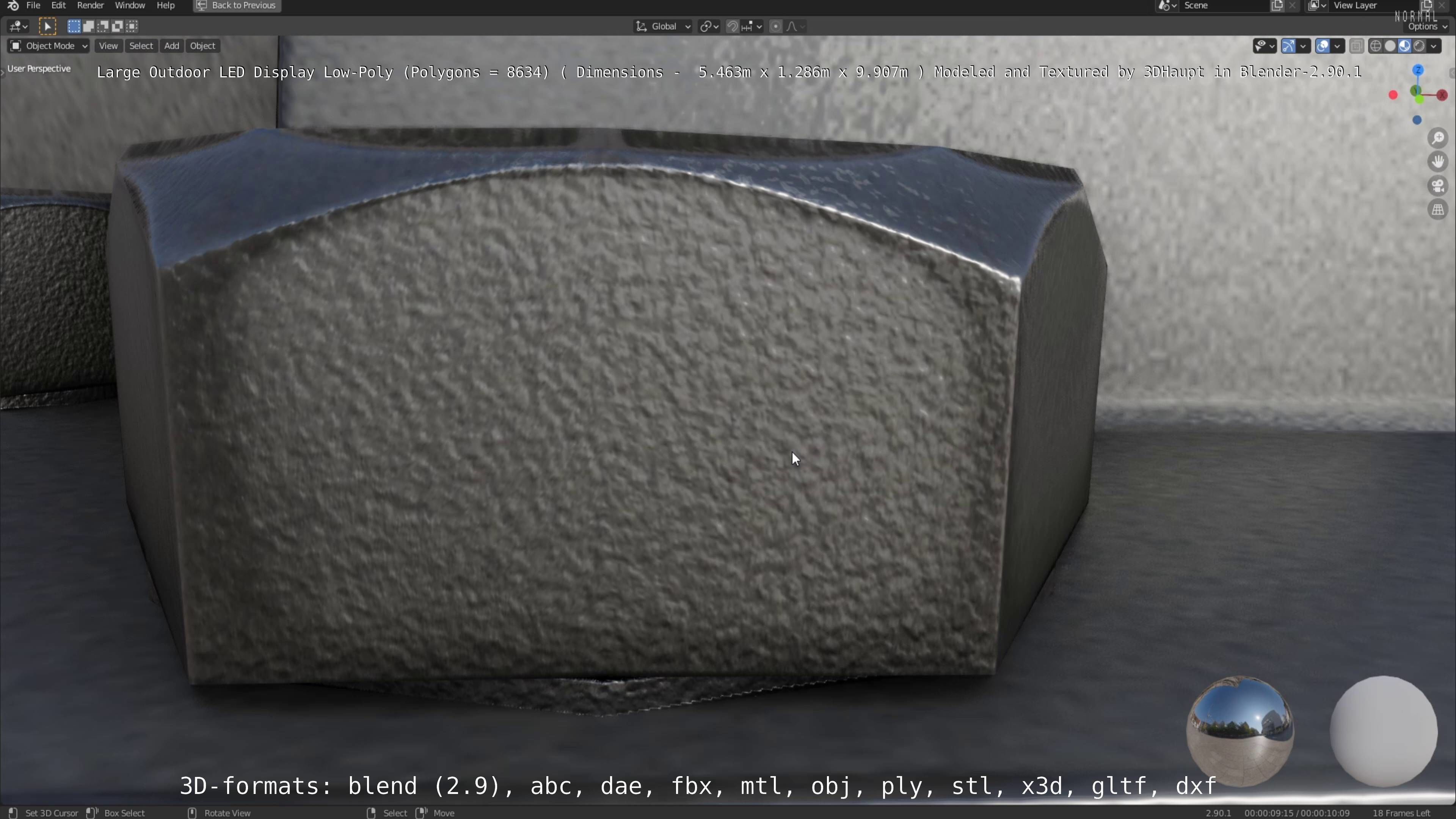 Large LED Display With Concrete Foundation for Outdoor Low-poly 3D model_22