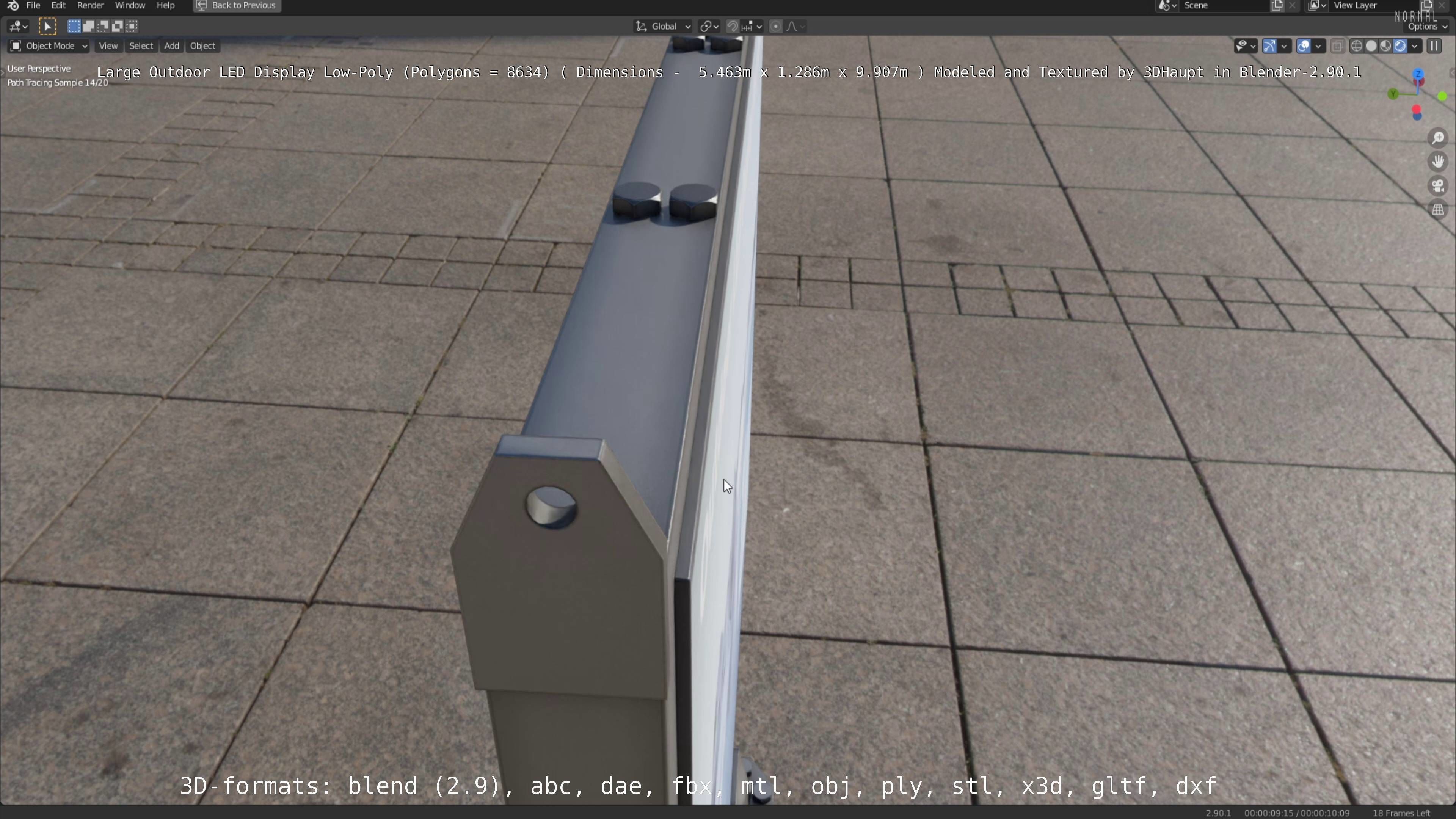 Large LED Display With Concrete Foundation for Outdoor Low-poly 3D model_91