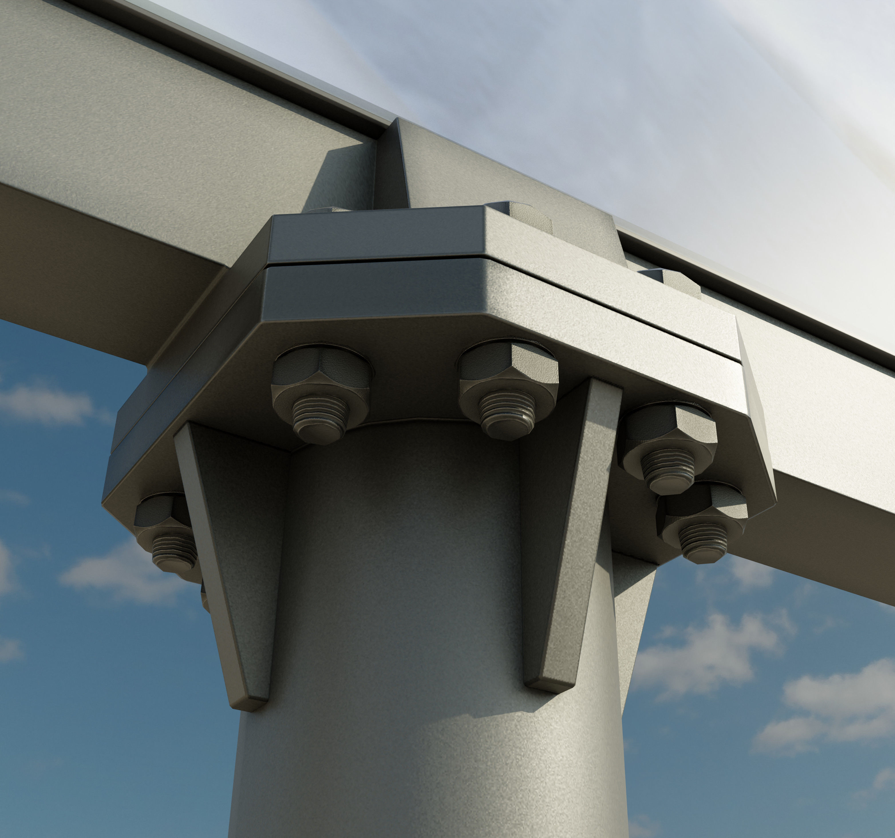 Large LED Display With Concrete Foundation for Outdoor Low-poly 3D model_3