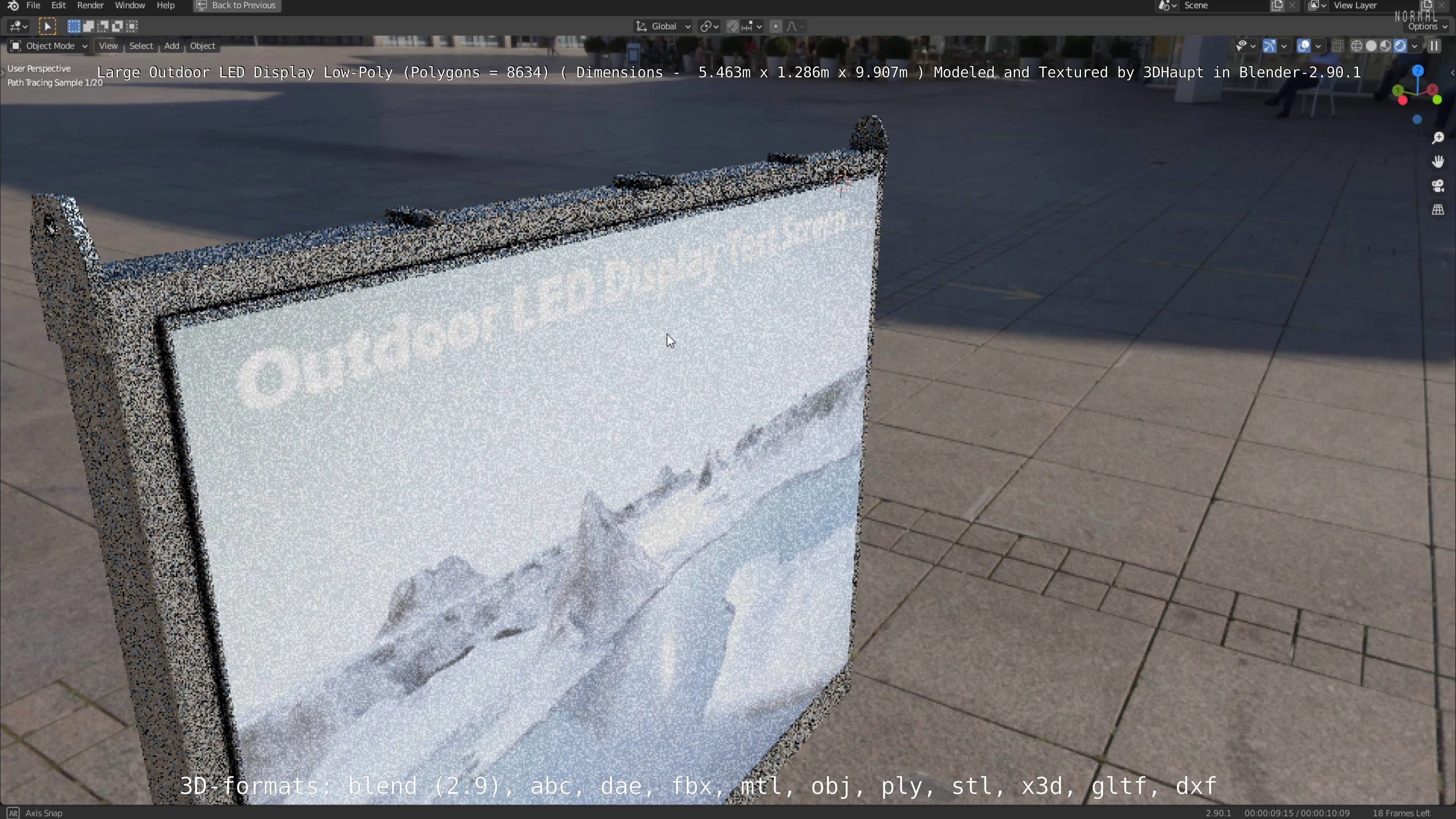 Large LED Display With Concrete Foundation for Outdoor Low-poly 3D model_30