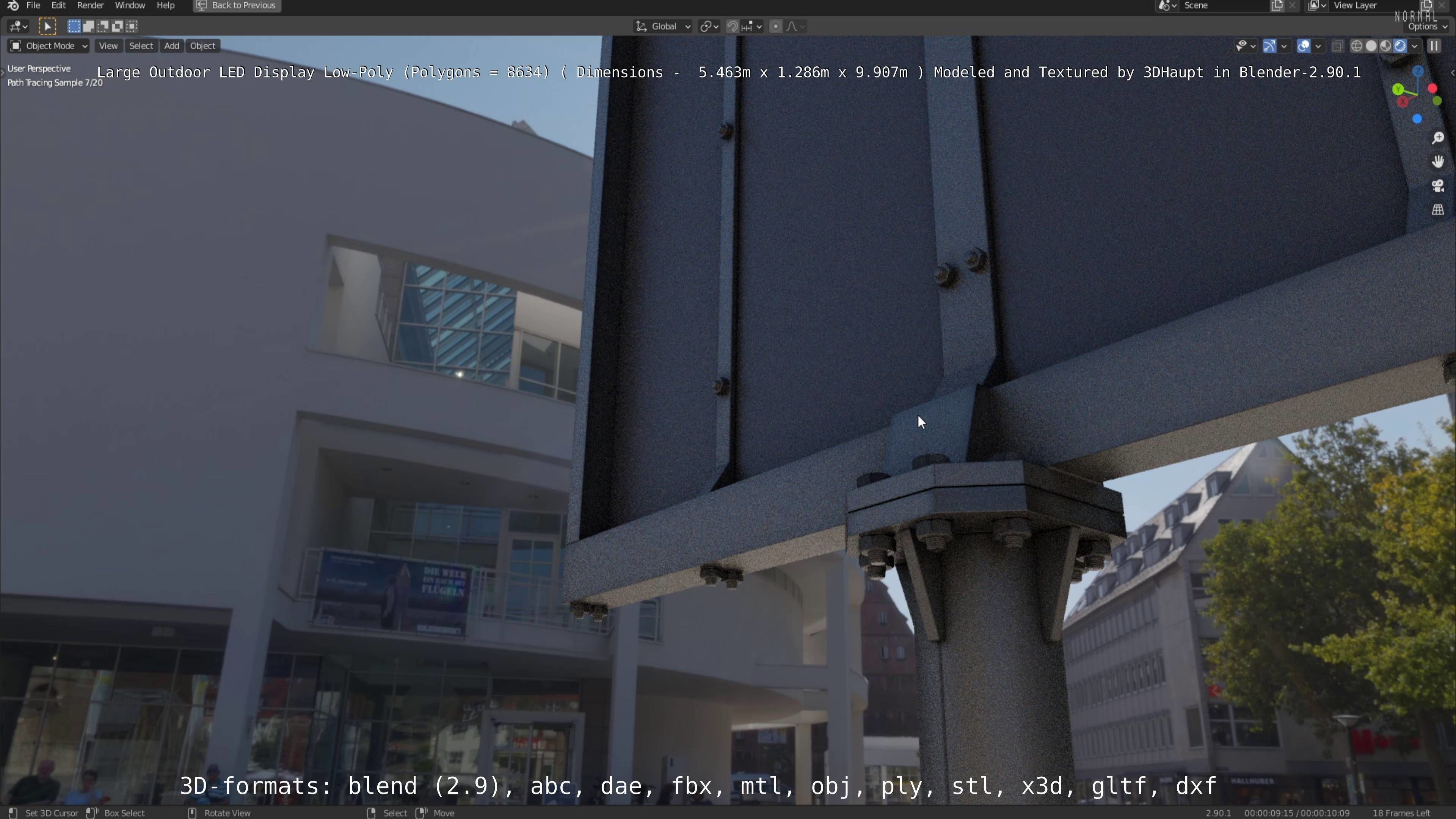 Large LED Display With Concrete Foundation for Outdoor Low-poly 3D model_97