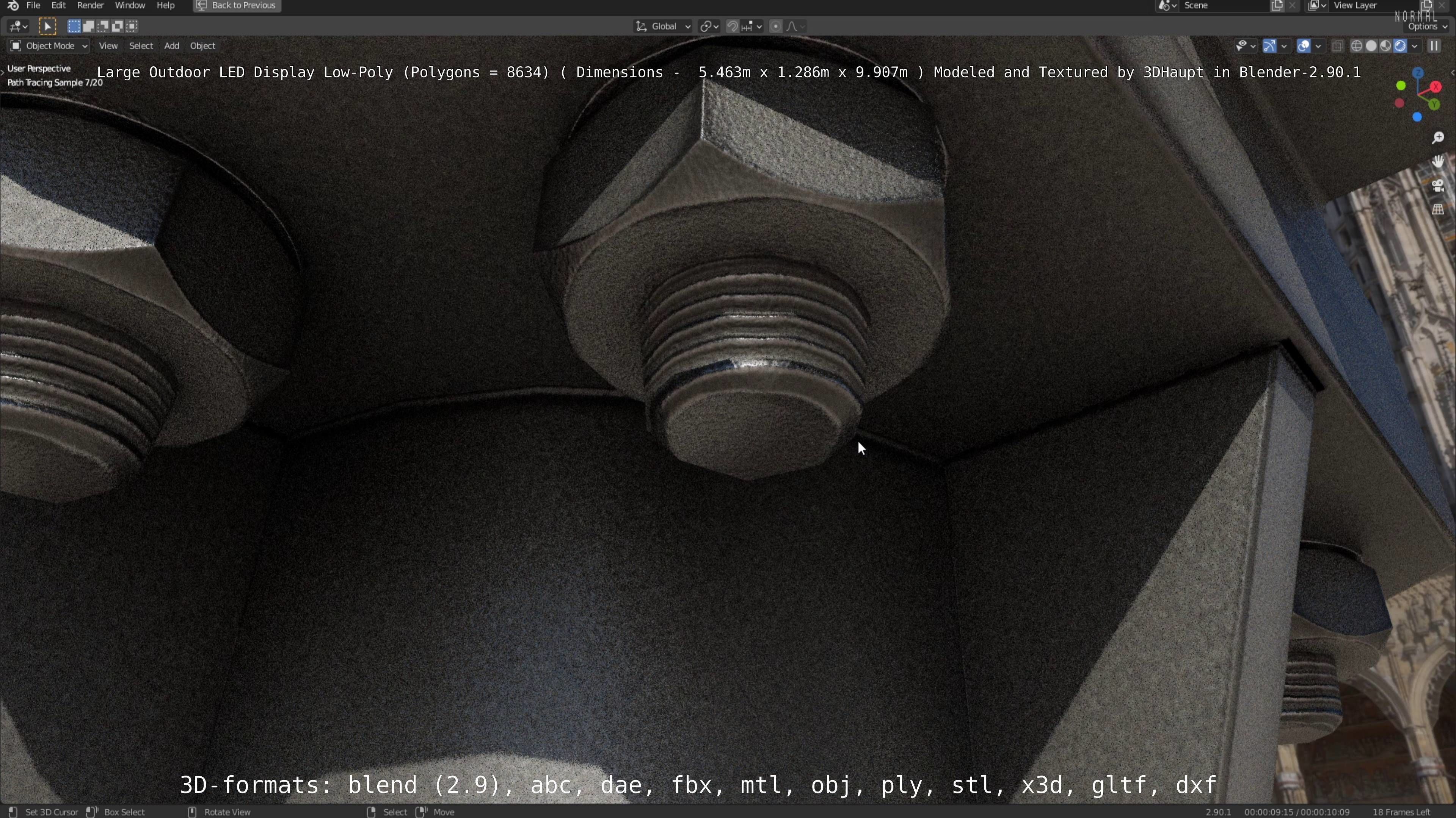 Large LED Display With Concrete Foundation for Outdoor Low-poly 3D model_68