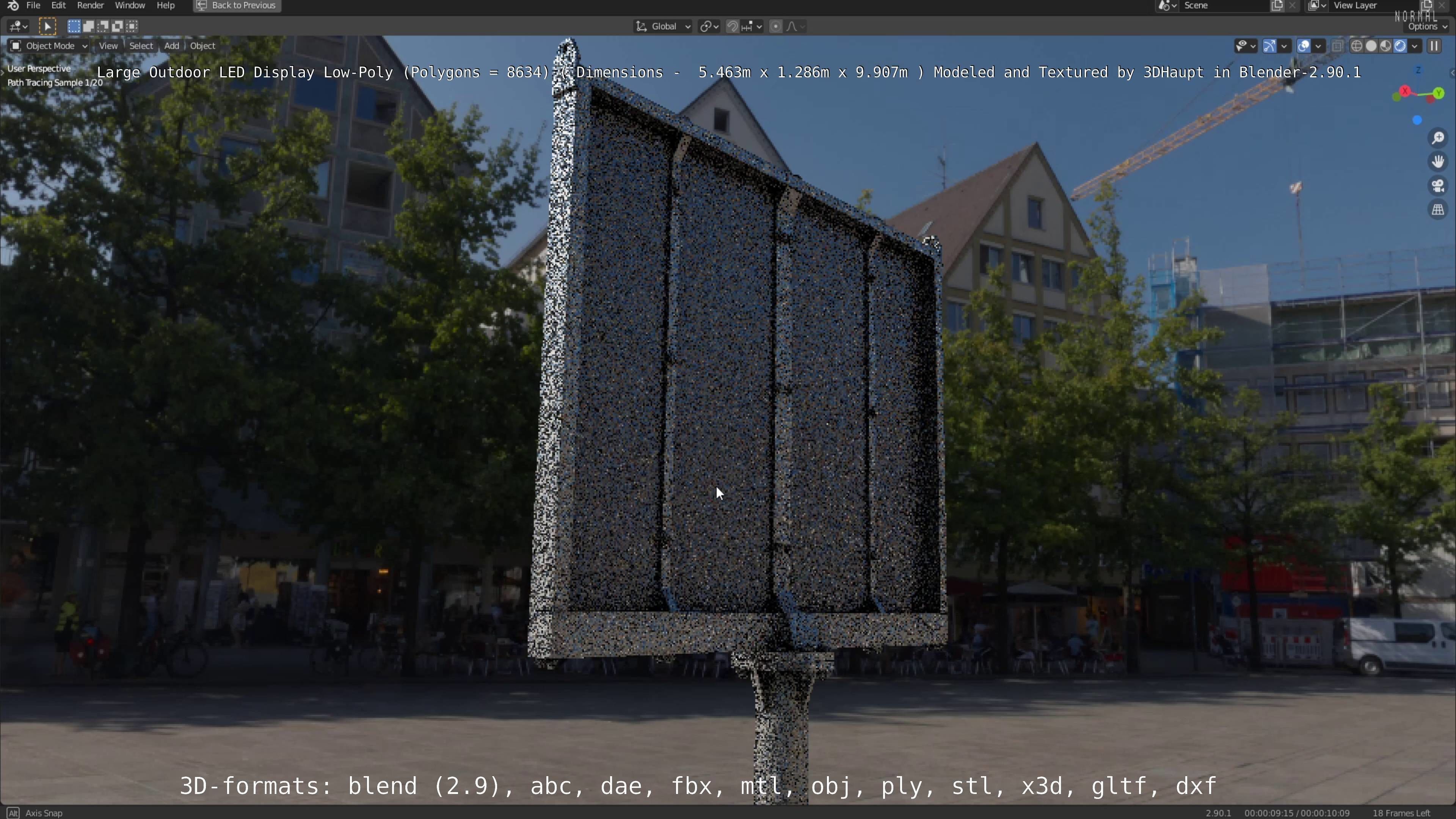 Large LED Display With Concrete Foundation for Outdoor Low-poly 3D model_118