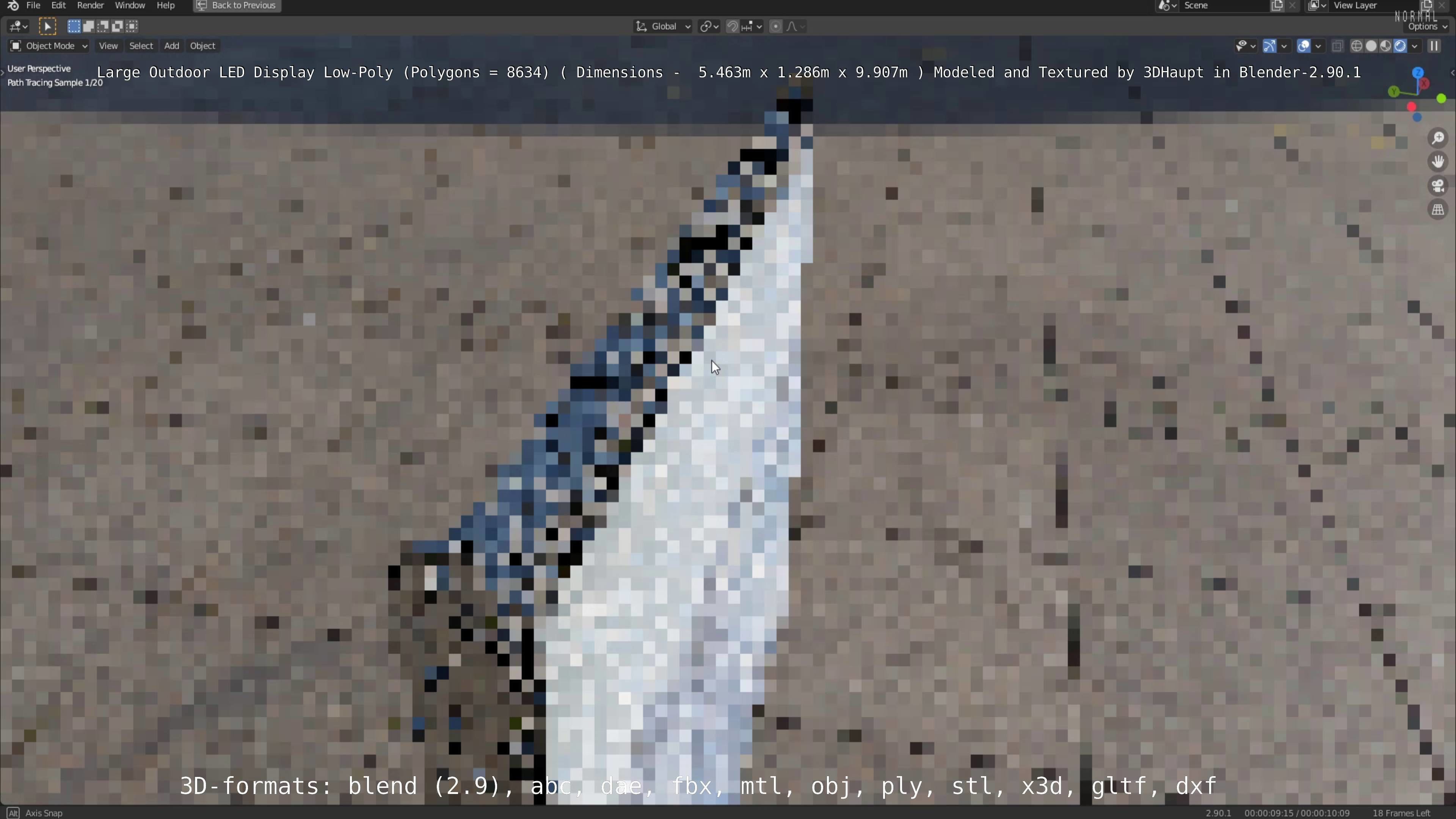 Large LED Display With Concrete Foundation for Outdoor Low-poly 3D model_94