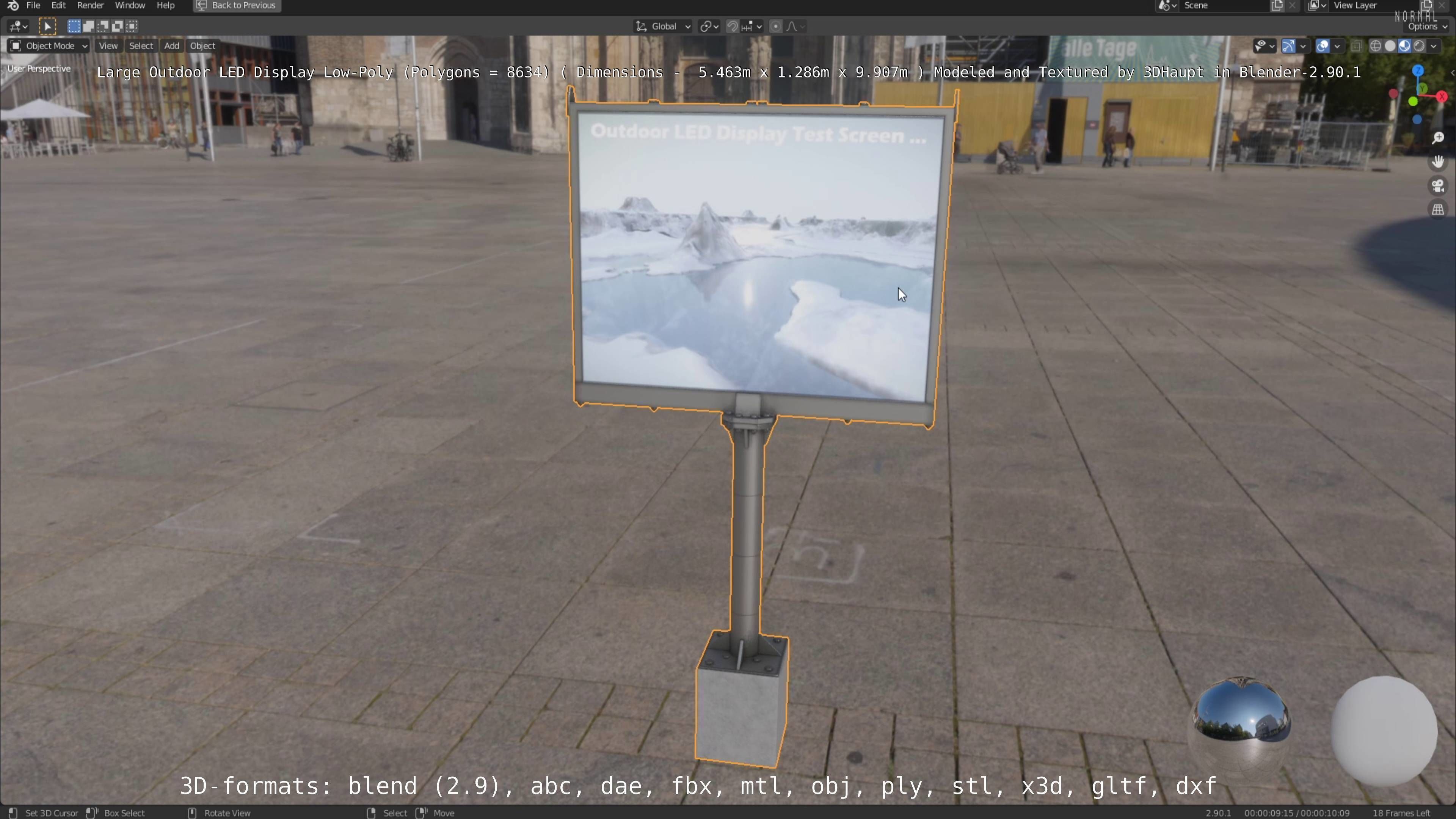 Large LED Display With Concrete Foundation for Outdoor Low-poly 3D model_126