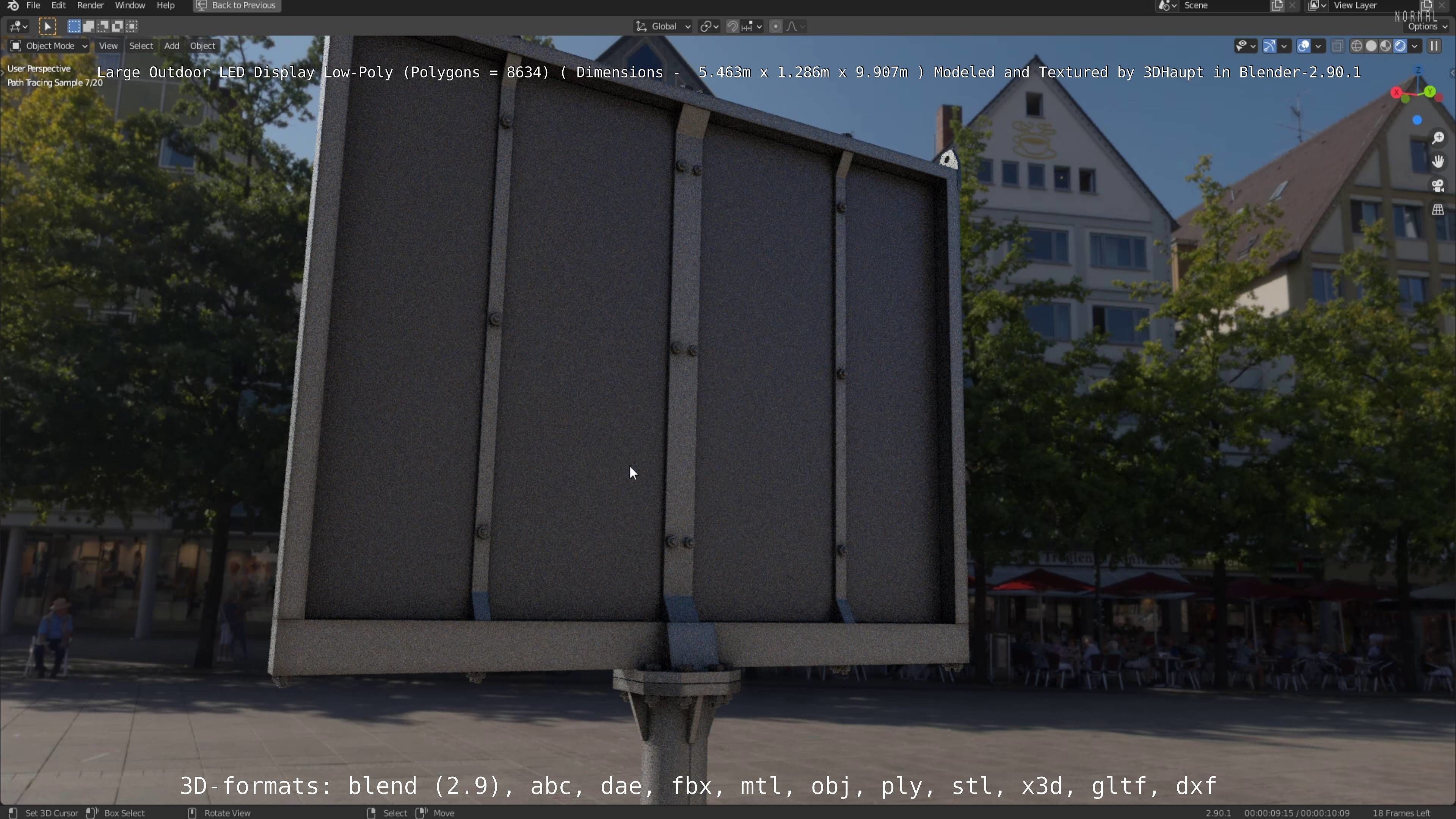 Large LED Display With Concrete Foundation for Outdoor Low-poly 3D model_117