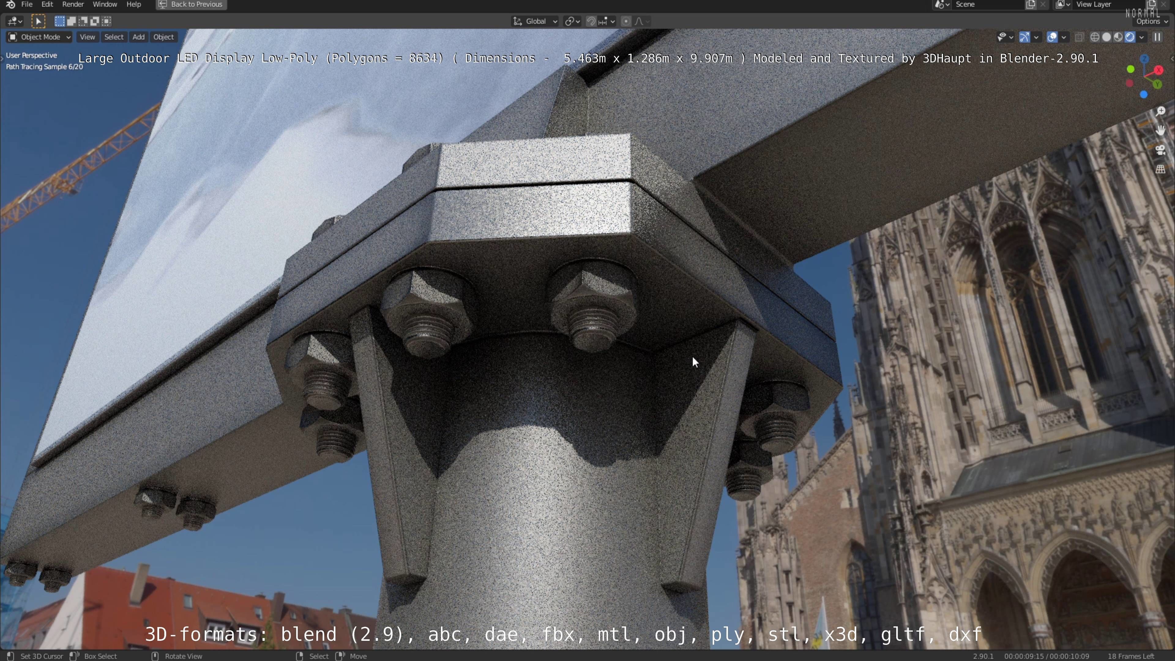 Large LED Display With Concrete Foundation for Outdoor Low-poly 3D model_11