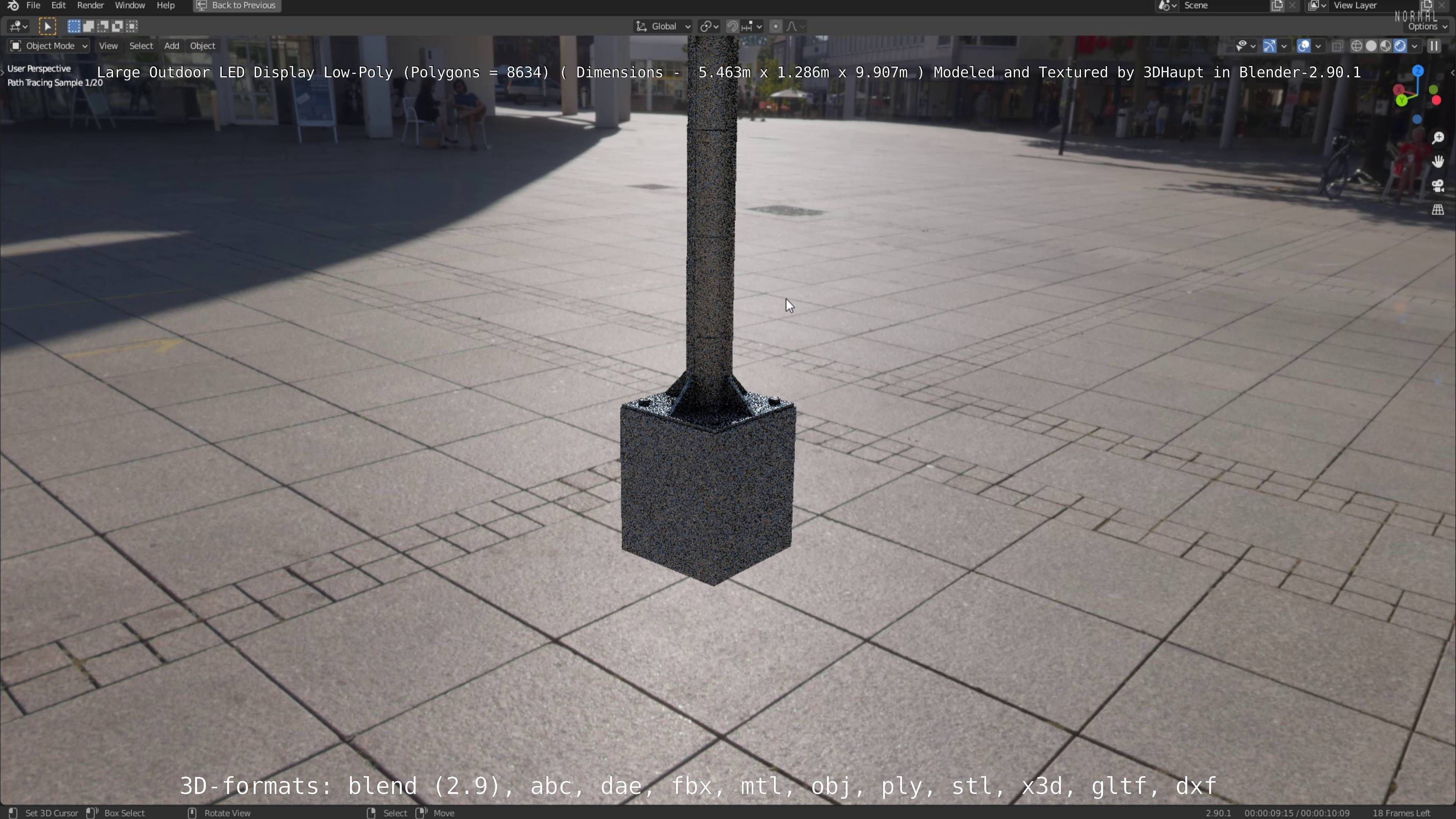 Large LED Display With Concrete Foundation for Outdoor Low-poly 3D model_98