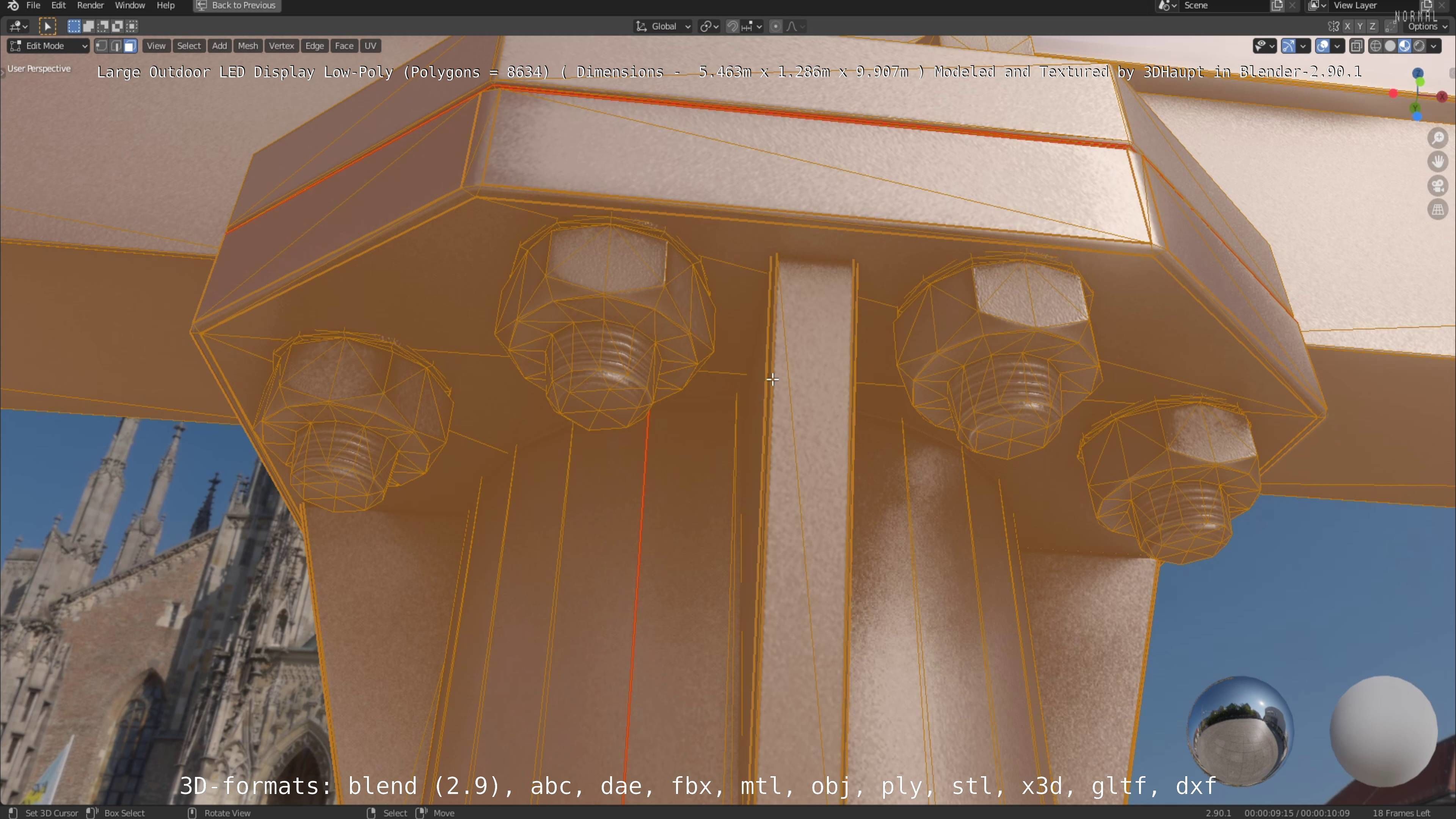 Large LED Display With Concrete Foundation for Outdoor Low-poly 3D model_45