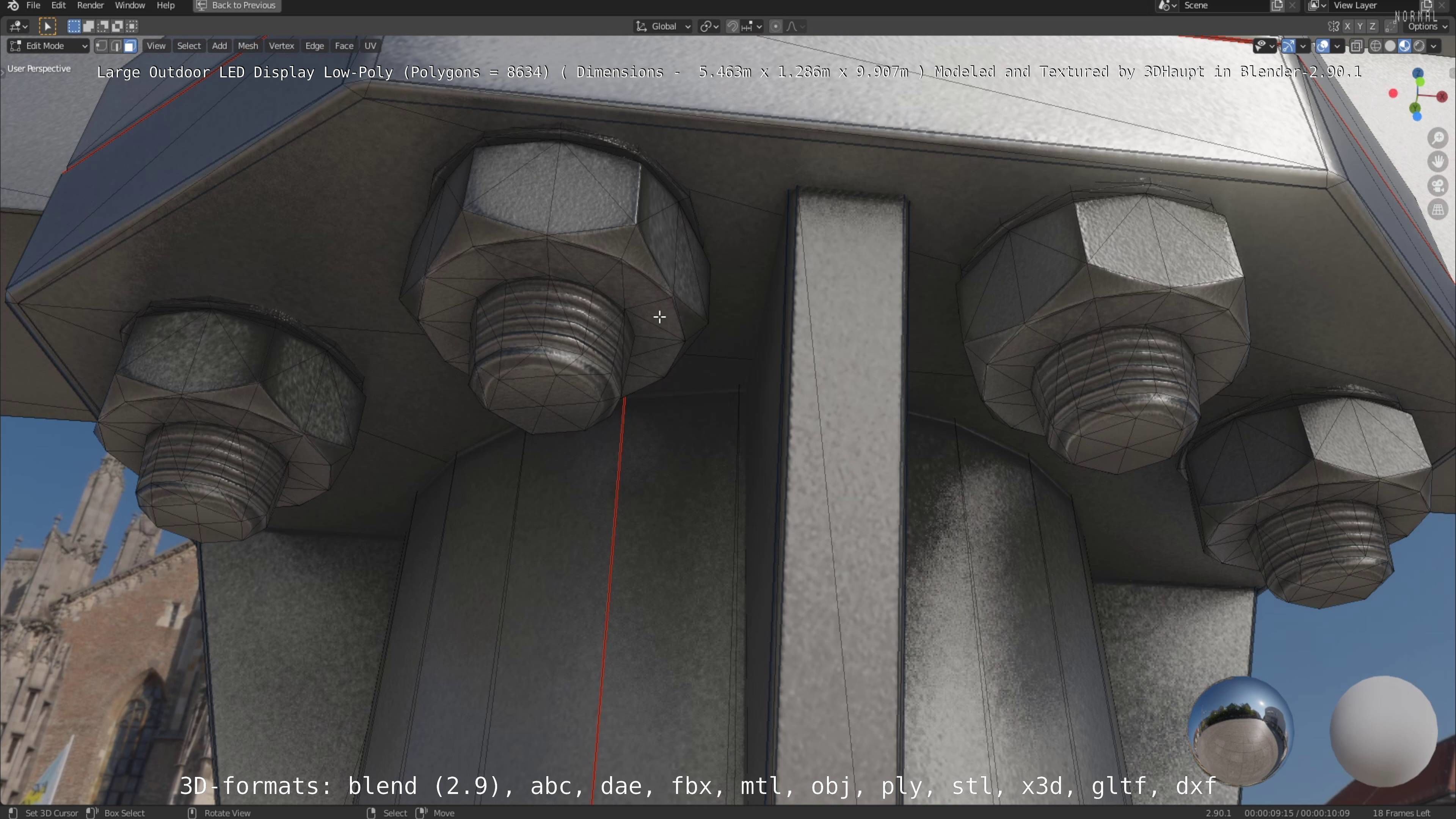 Large LED Display With Concrete Foundation for Outdoor Low-poly 3D model_17