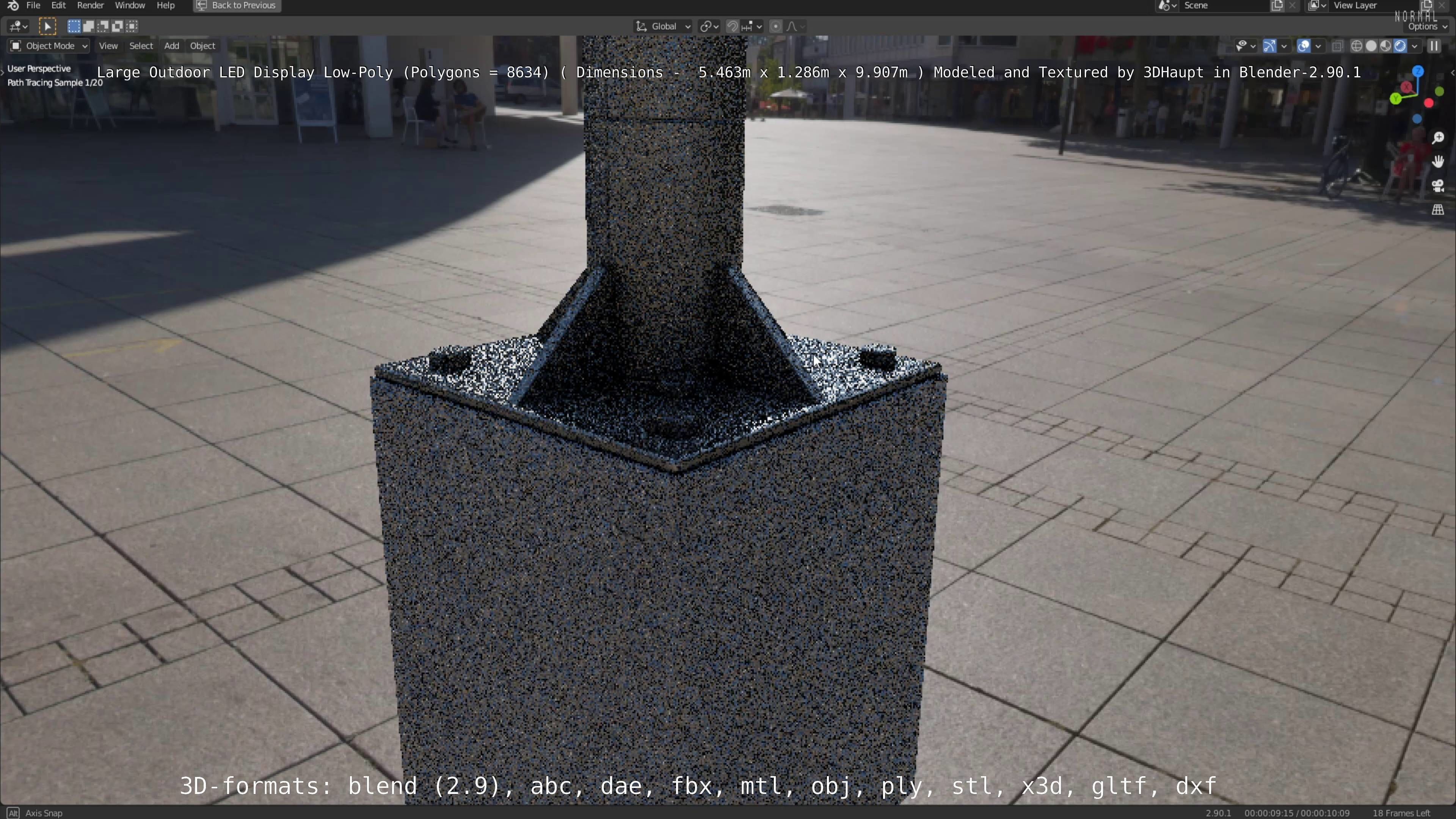 Large LED Display With Concrete Foundation for Outdoor Low-poly 3D model_141