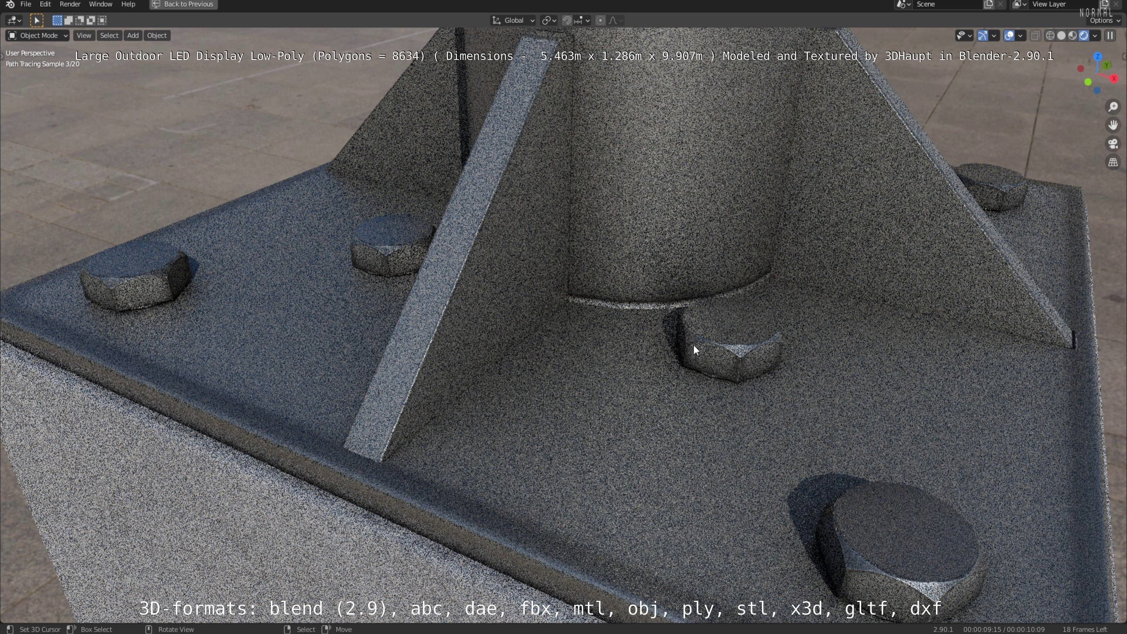 Large LED Display With Concrete Foundation for Outdoor Low-poly 3D model_143