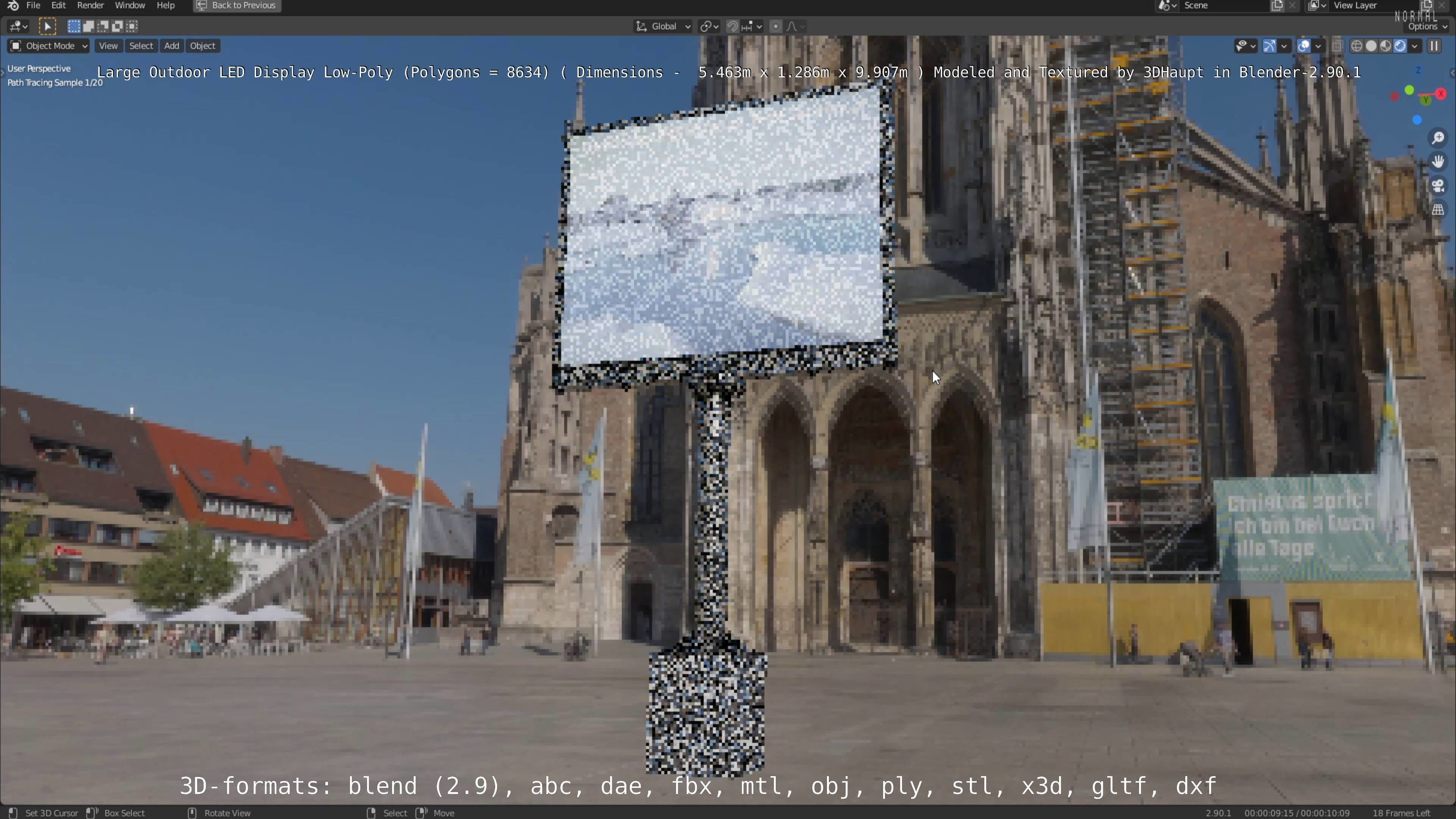 Large LED Display With Concrete Foundation for Outdoor Low-poly 3D model_101