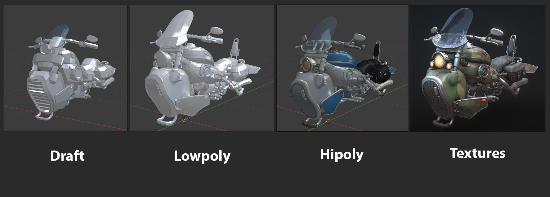 Harley Davidson Sci-Fi Flying Moto  Low-poly 3D model_6