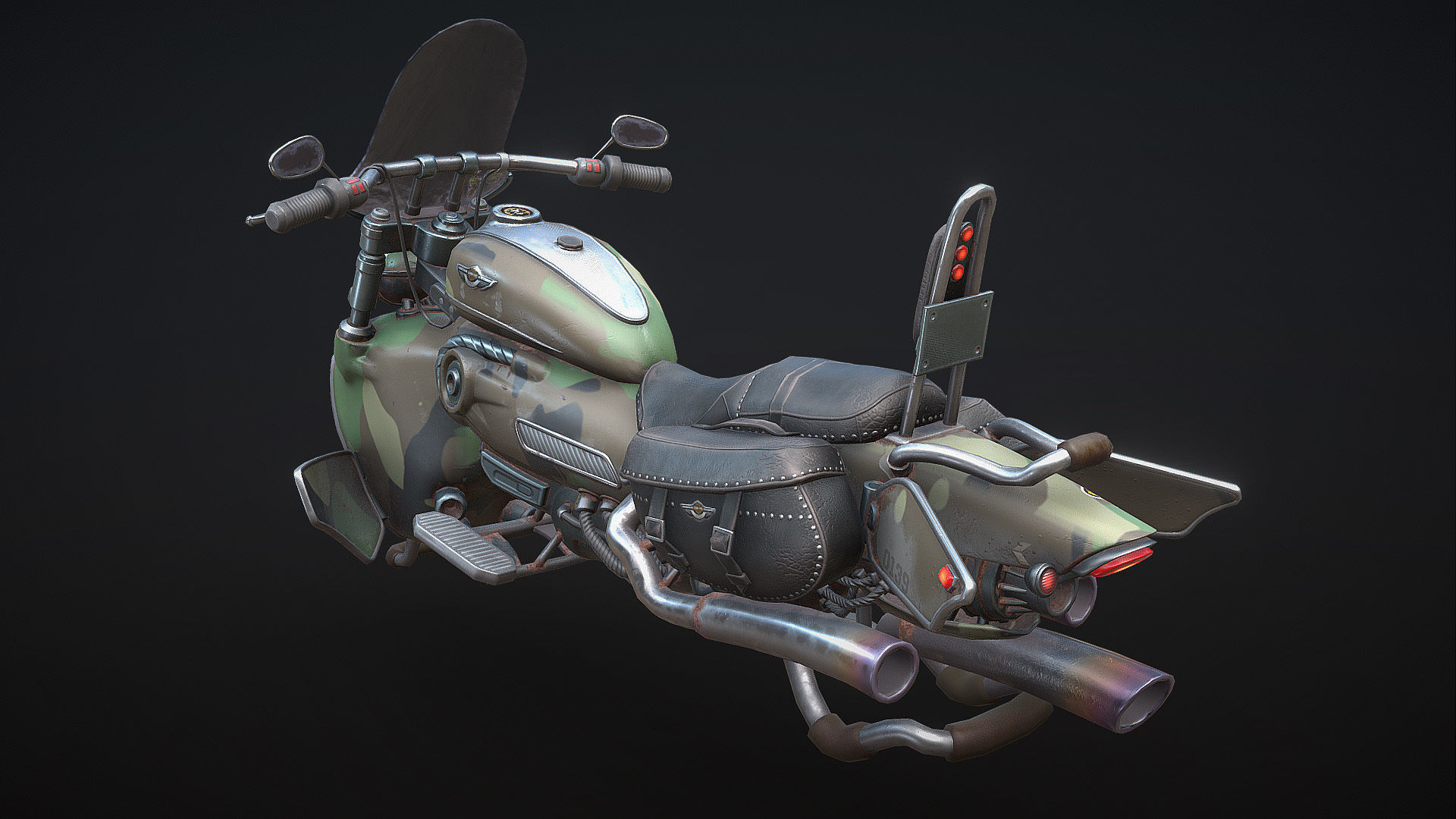 Harley Davidson Sci-Fi Flying Moto  Low-poly 3D model_1