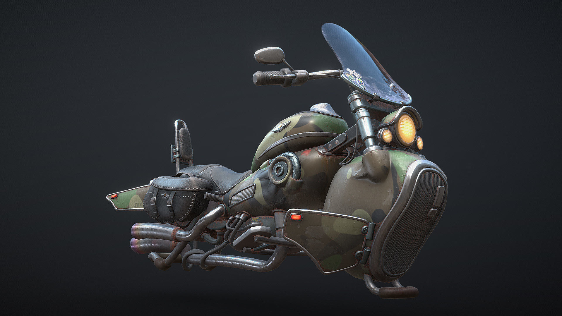 Harley Davidson Sci-Fi Flying Moto  Low-poly 3D model_3