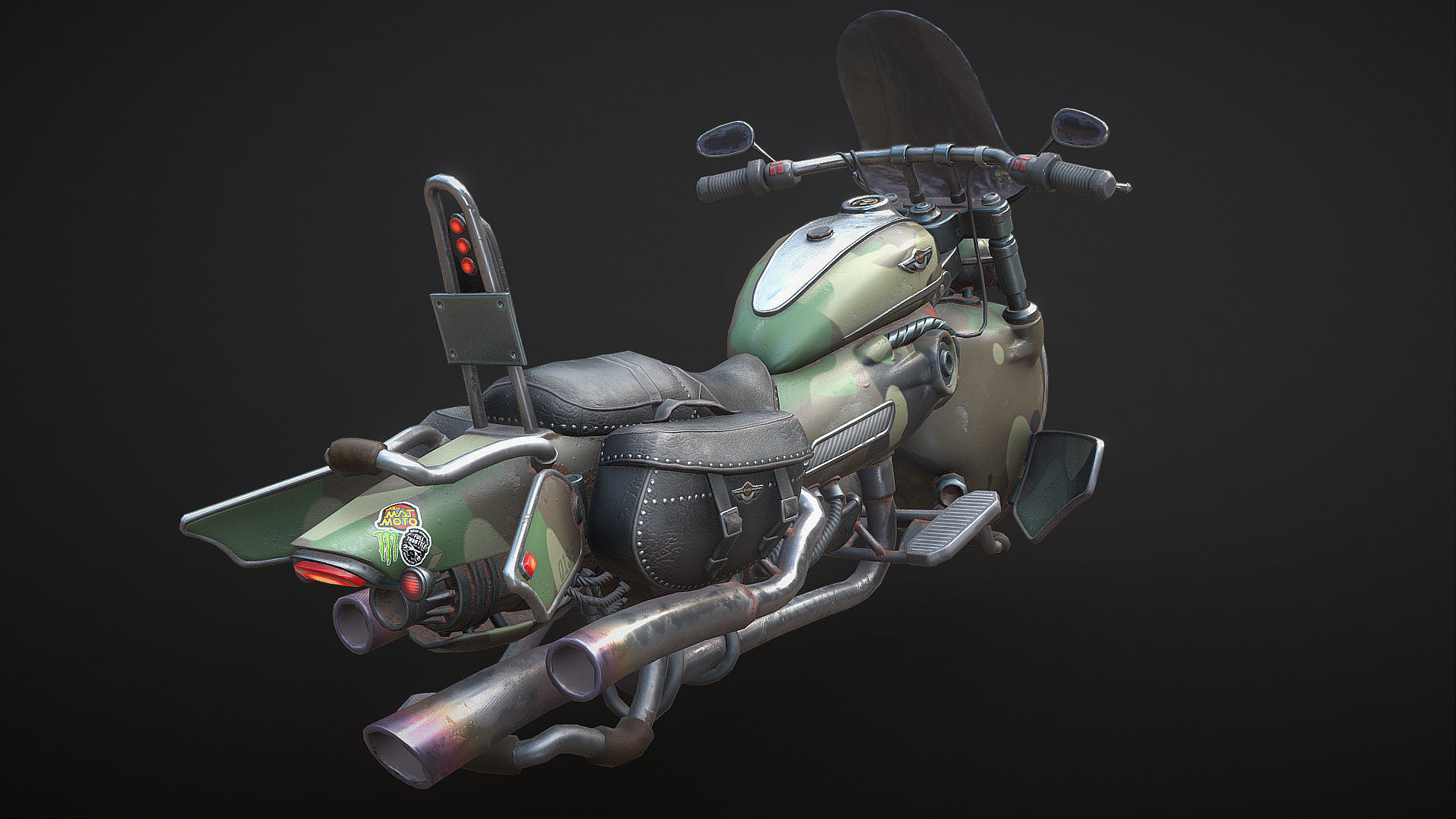 Harley Davidson Sci-Fi Flying Moto  Low-poly 3D model_2