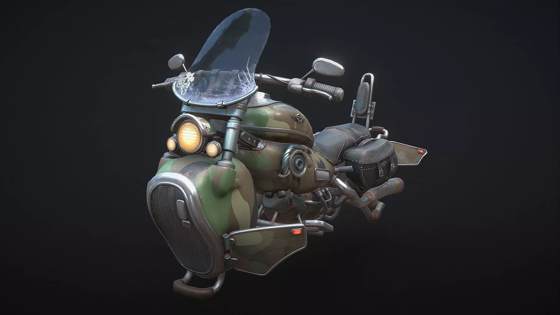 Harley Davidson Sci-Fi Flying Moto  Low-poly 3D model_0