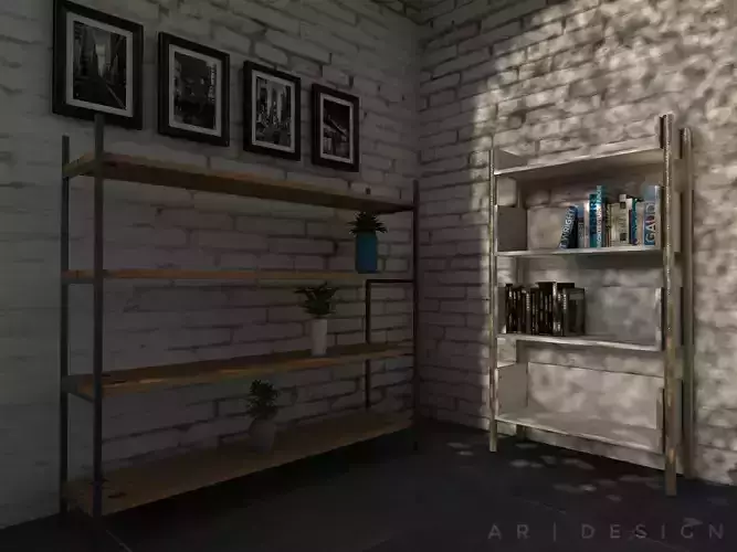 Scandinavian Bookshelves and 4 layers plant rack 3D print model