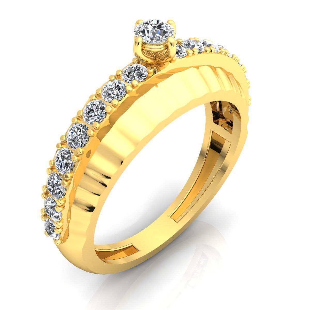 BAND 7 engagement ring in rose gold with diamonds 3D print model_4