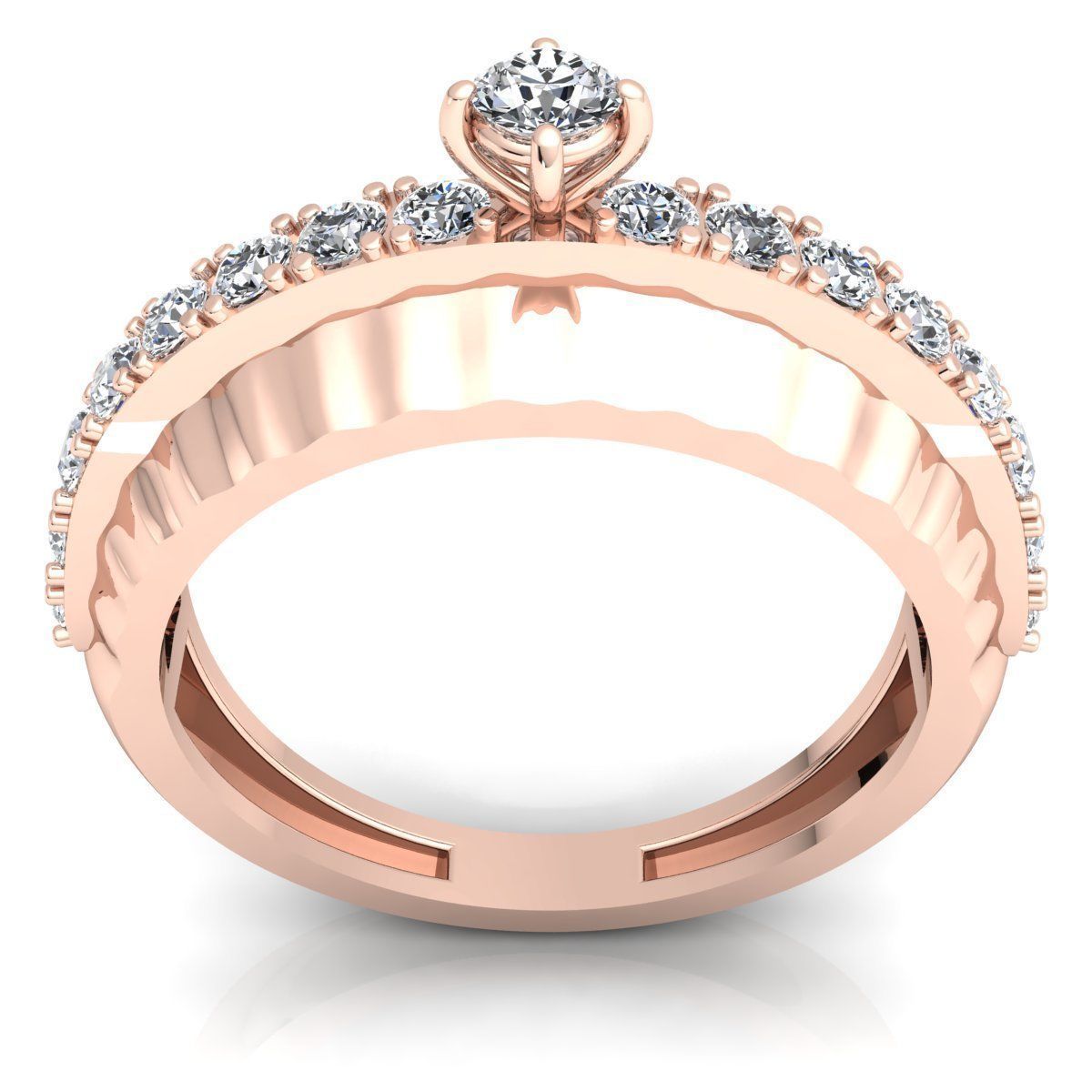 BAND 7 engagement ring in rose gold with diamonds 3D print model_6