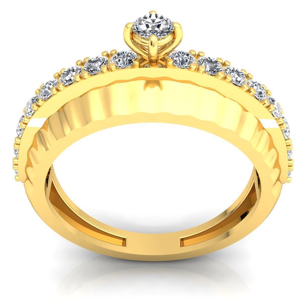 BAND 7 engagement ring in rose gold with diamonds 3D print model_7