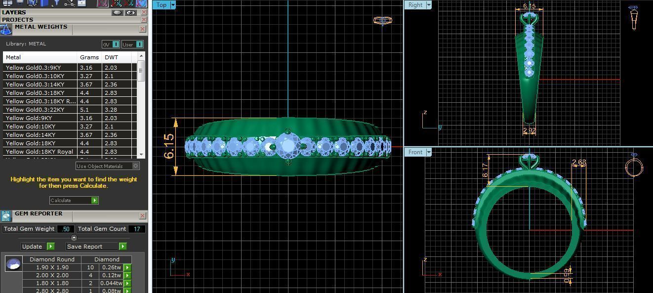 BAND 7 engagement ring in rose gold with diamonds 3D print model_1