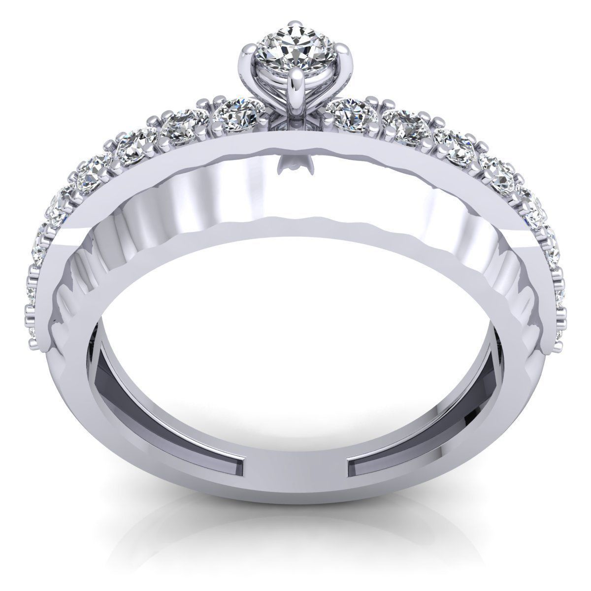 BAND 7 engagement ring in rose gold with diamonds 3D print model_5