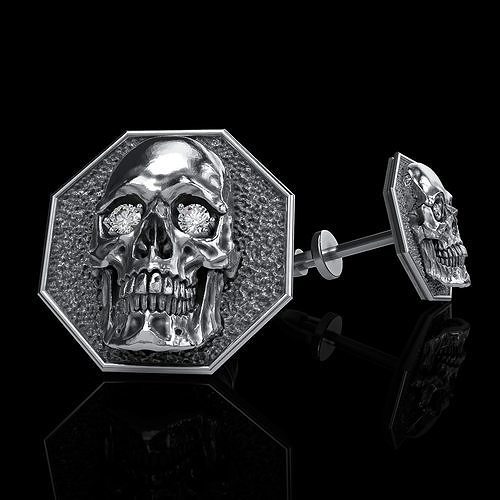 skull earrings studs 3D print model