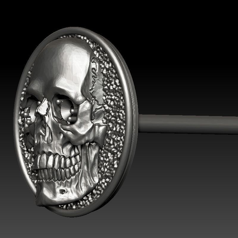 skull earrings studs 3D print model_5
