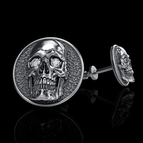 skull earrings studs 3D print model