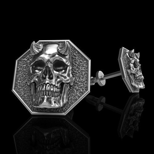 skull earrings studs 3D print model