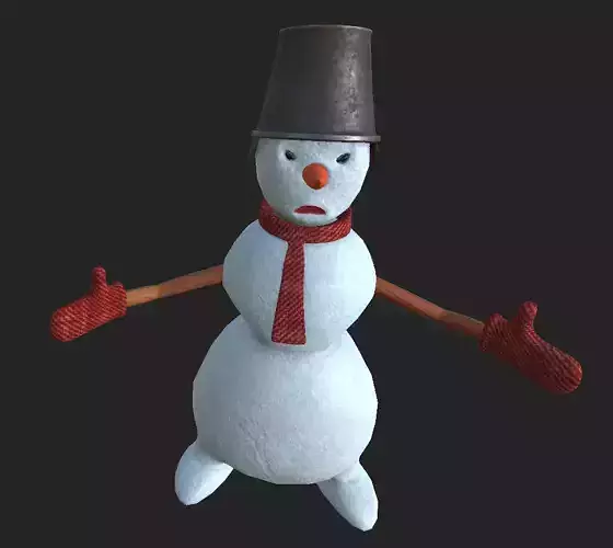 Snowman 1 wearing hat and scarf
