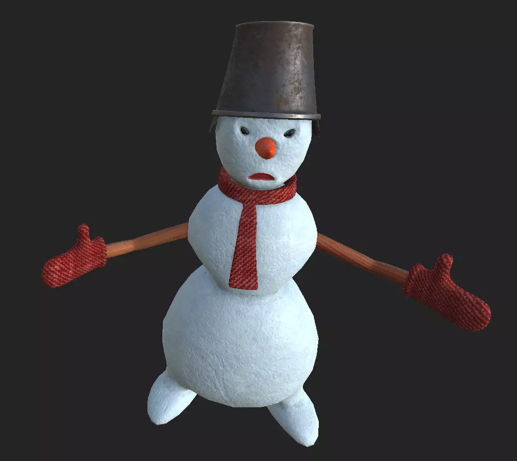 Snowman 1 wearing hat and scarf Free 3D model