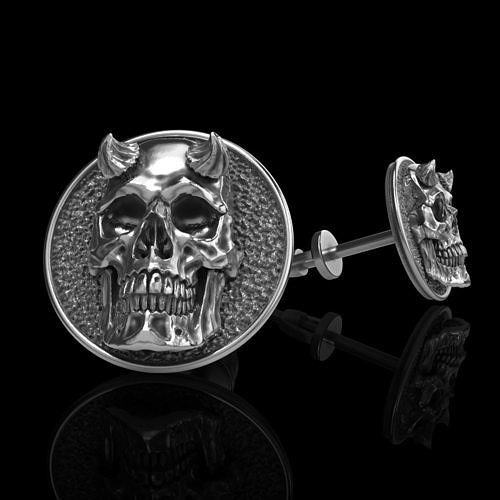 skull earrings studs 3D print model