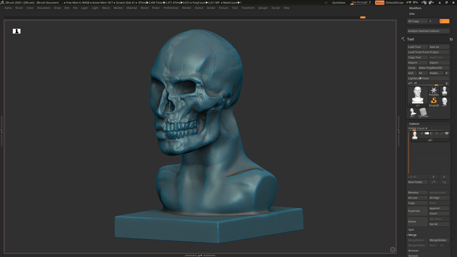 Half face half skull 3d print model 3D print model_5