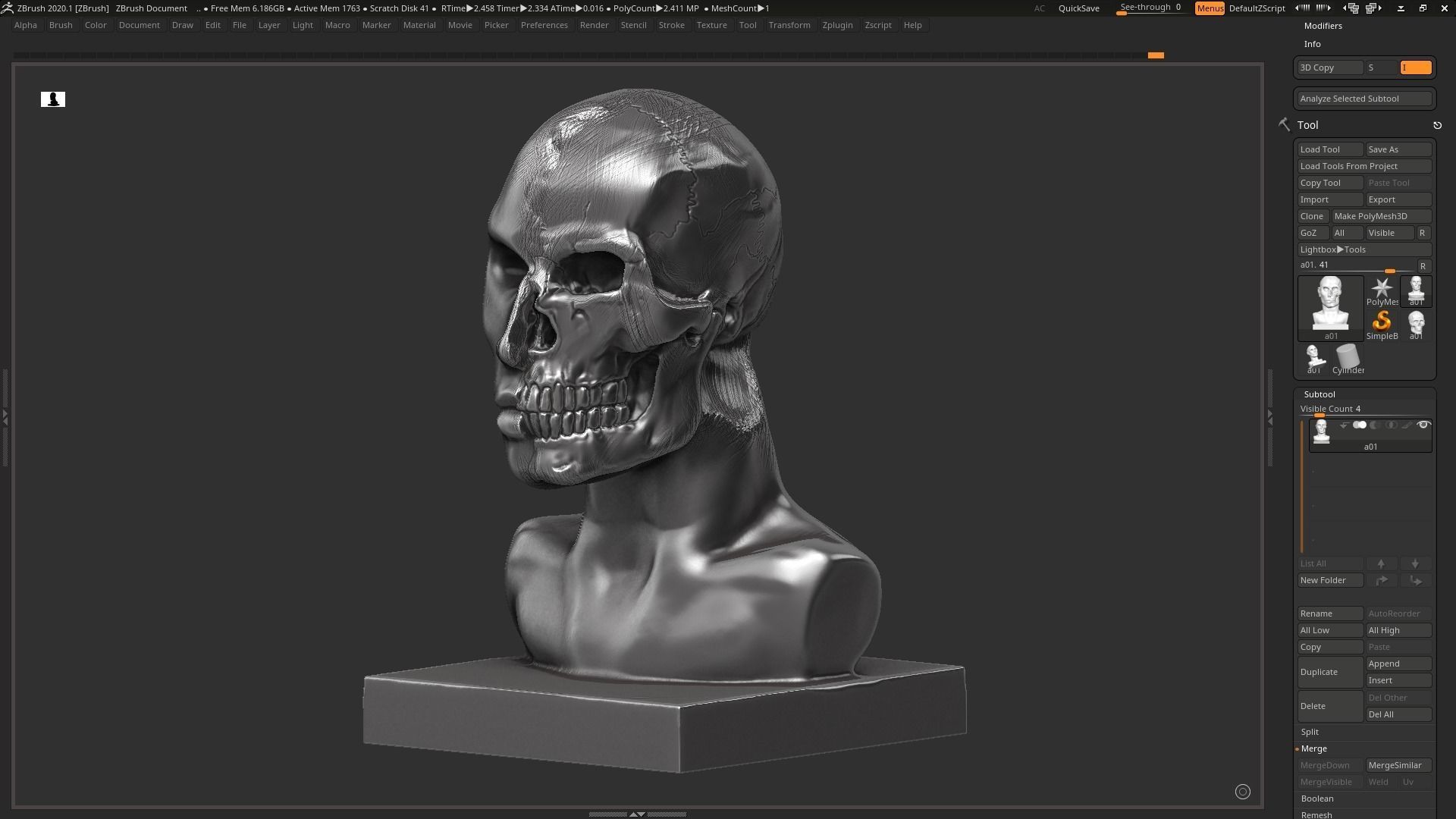 Half face half skull 3d print model 3D print model_1