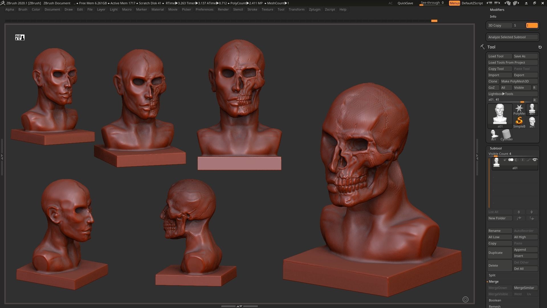 Half face half skull 3d print model 3D print model_3